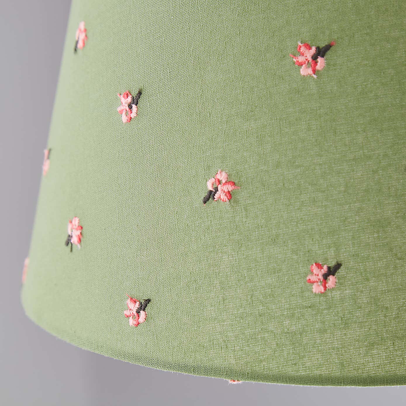 Green Flower Embroidered Tapered Lamp Shade