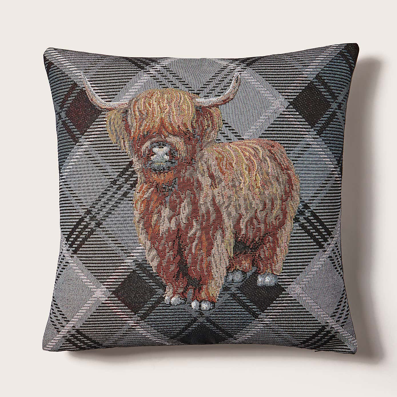 Highland Cow Tapestry Square Cushion