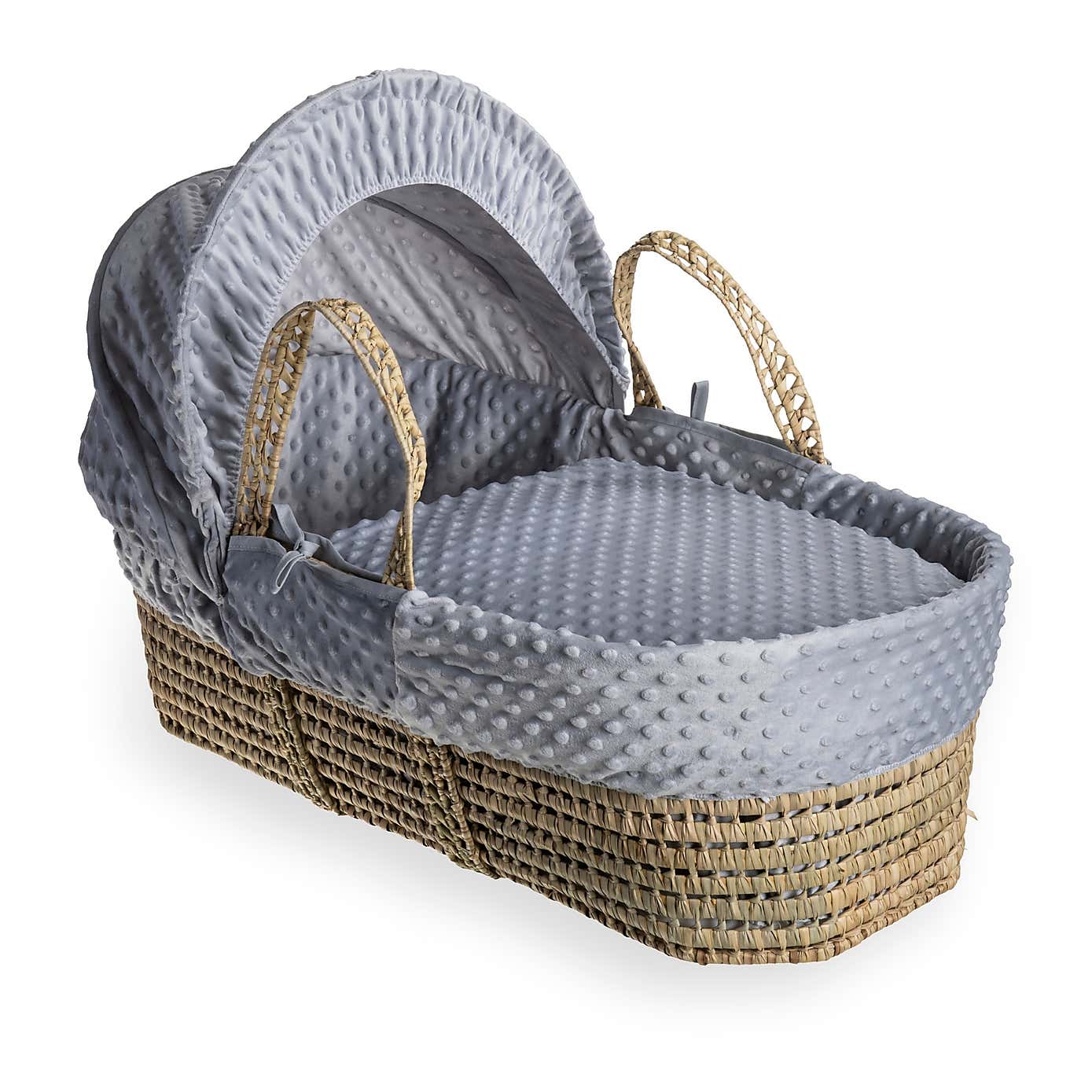 Clair de Lune Dimple Palm Moses Basket with Natural Folding Stand