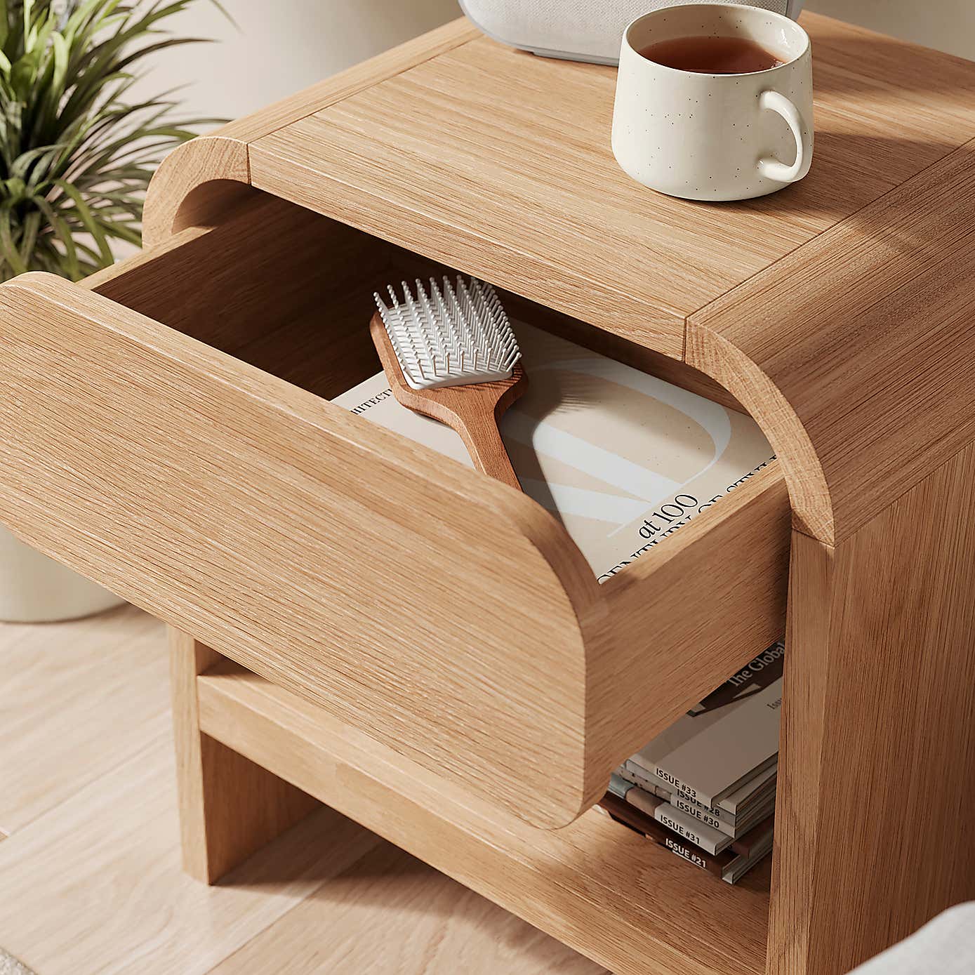 Bennett 1 Drawer Bedside Table, Light Oak