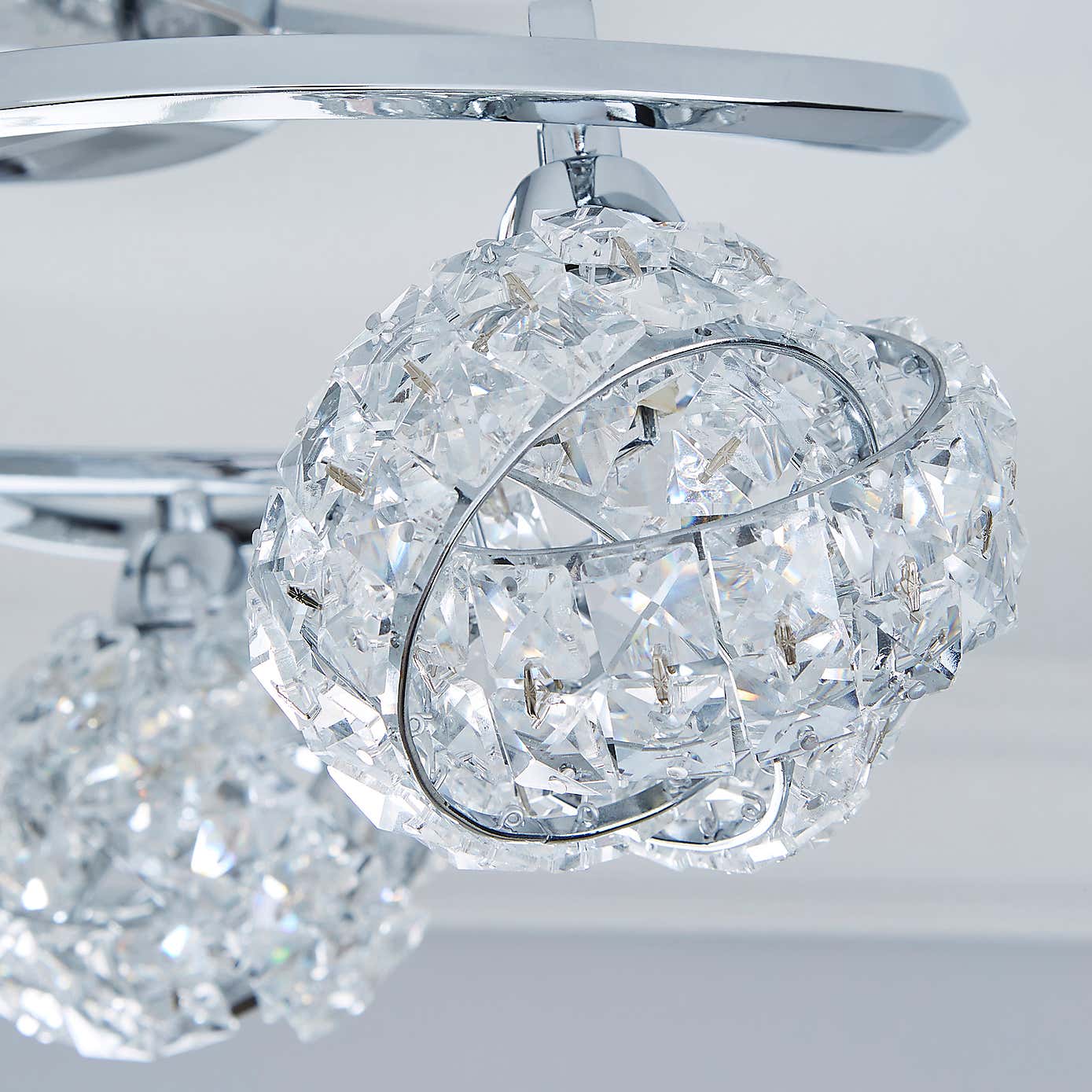 Cecilie 3 Light Crystal Semi-Flush Ceiling Fitting