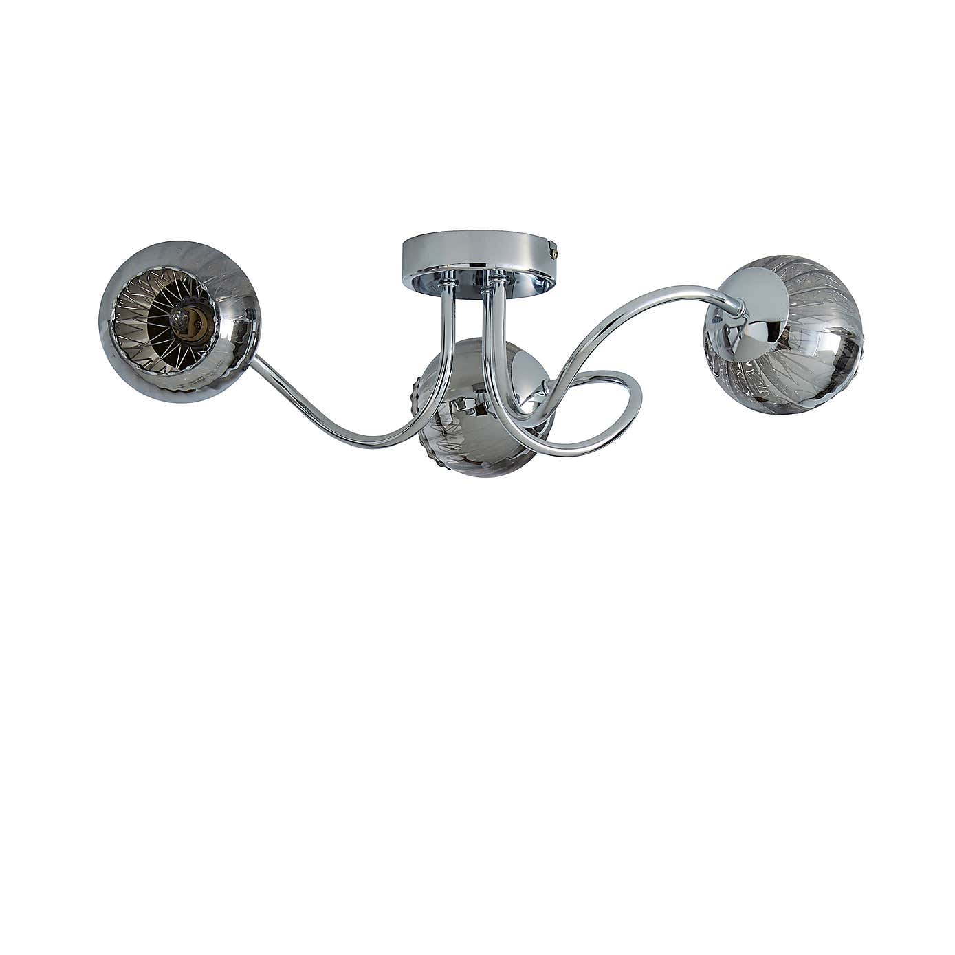 Arta 3 Light Semi-Flush Chrome Ceiling Fitting