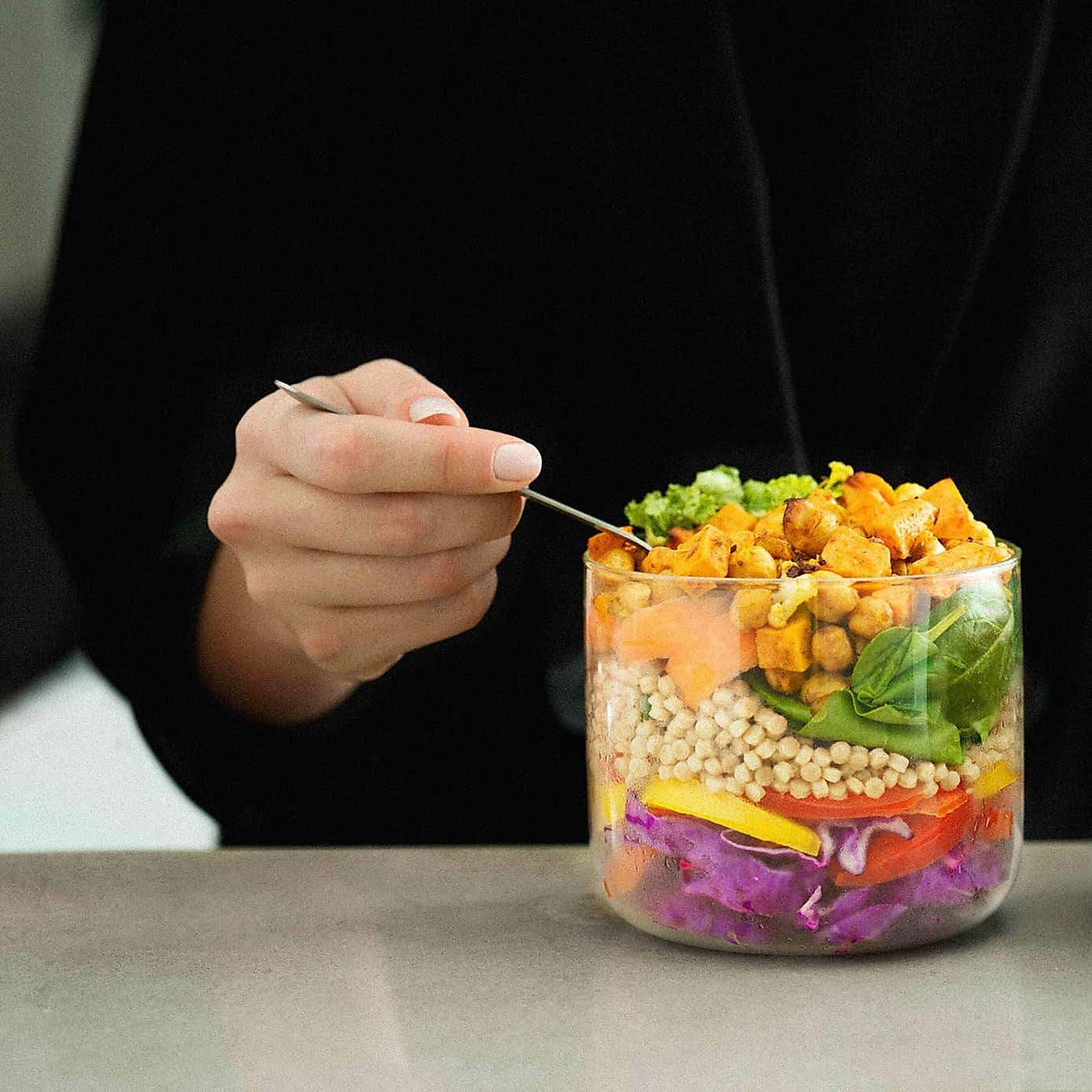 Black and Blum Glass Lunch Pot