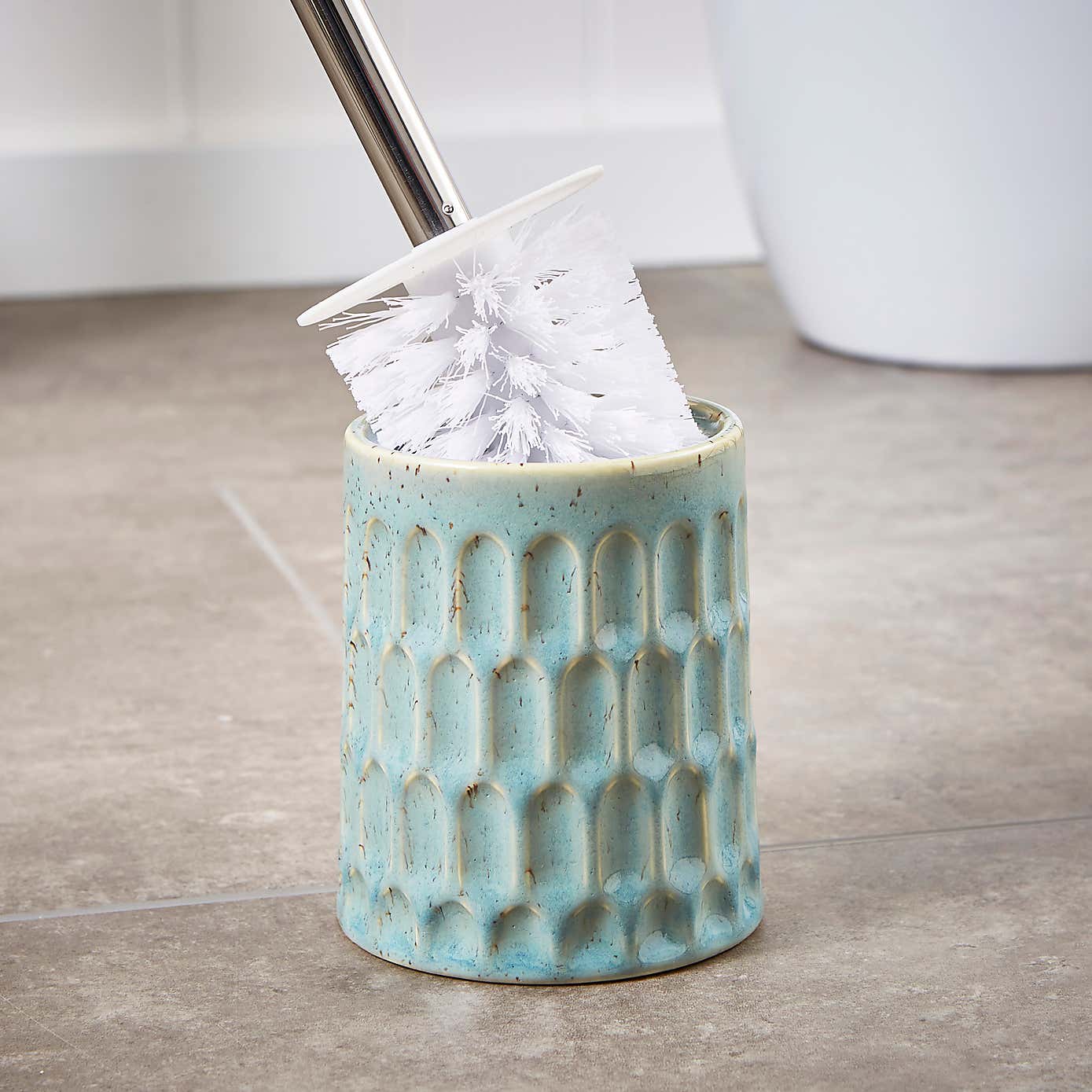 Coastal Green Glazed Ceramic Toilet Brush