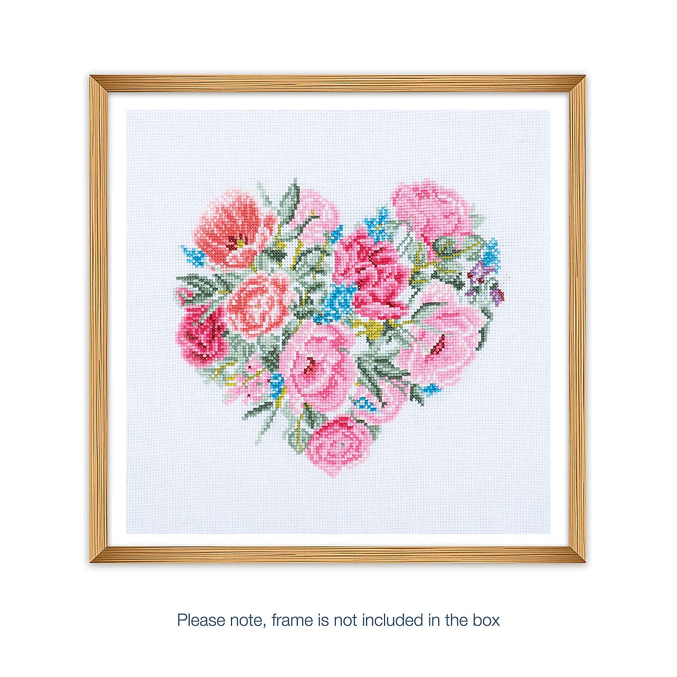 Cross Stitch Large Floral Heart