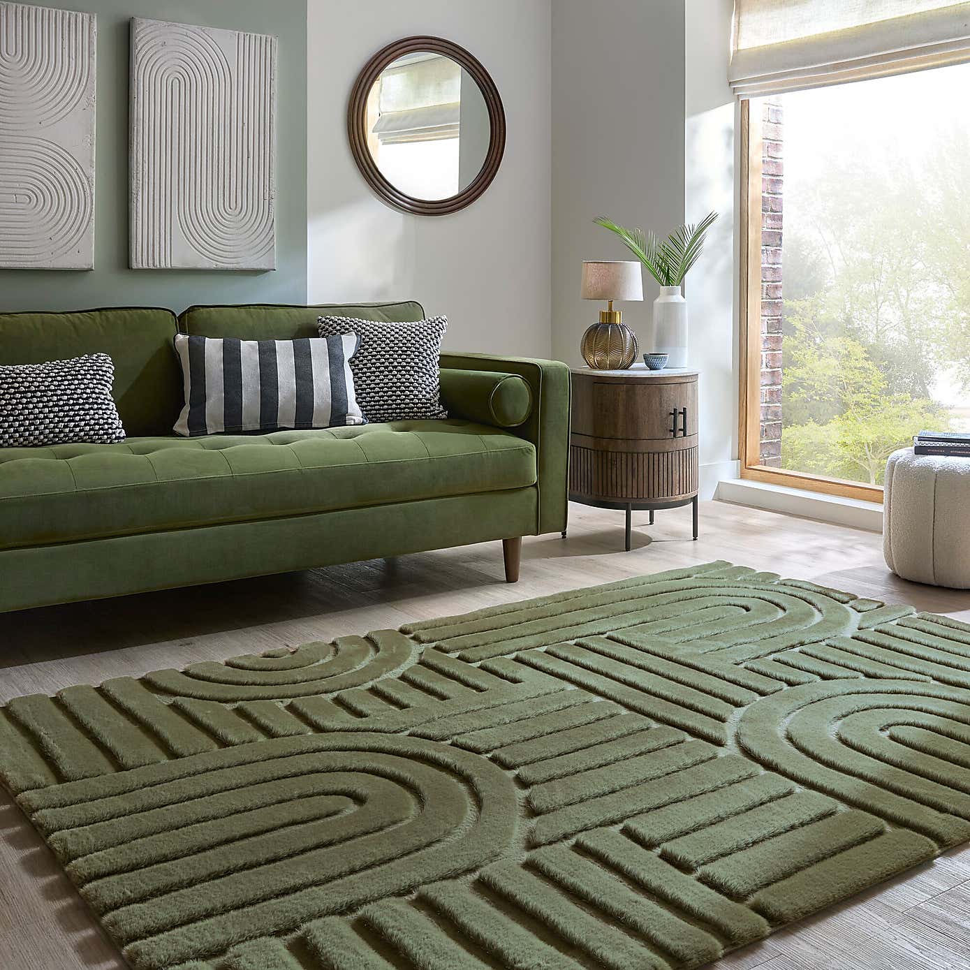 Supersoft Lush Geometric Fux Fur Arch Rug