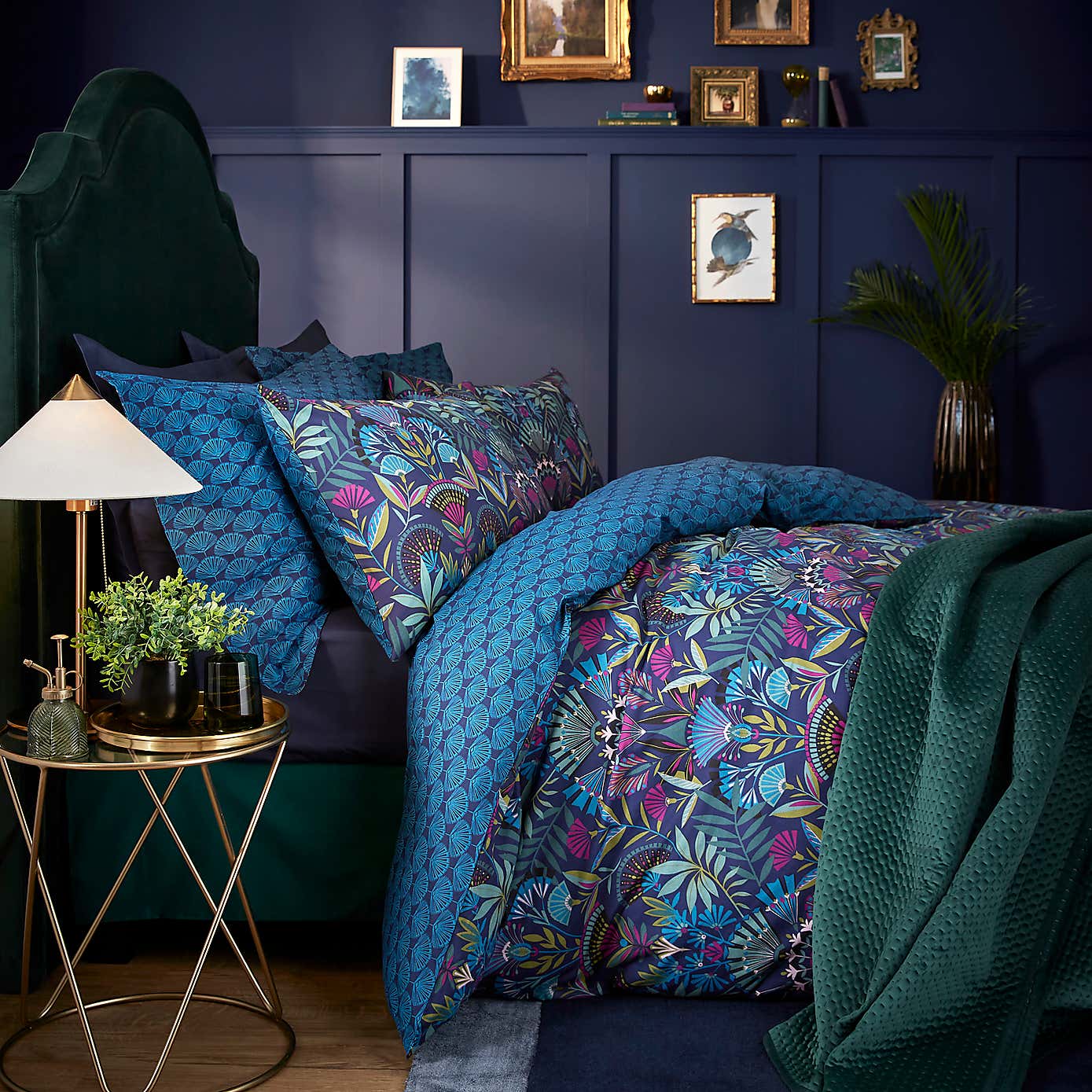 Lucille Navy Duvet Cover and Pillowcase Set