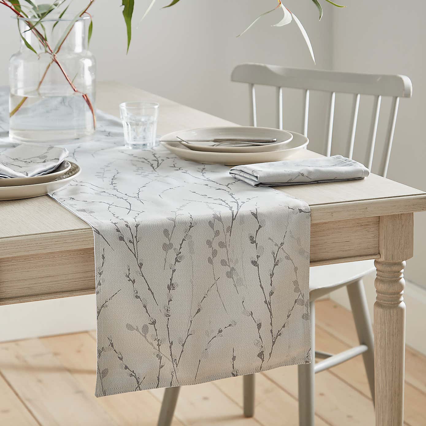 Belle Grey Table Runner 35cm x 230cm