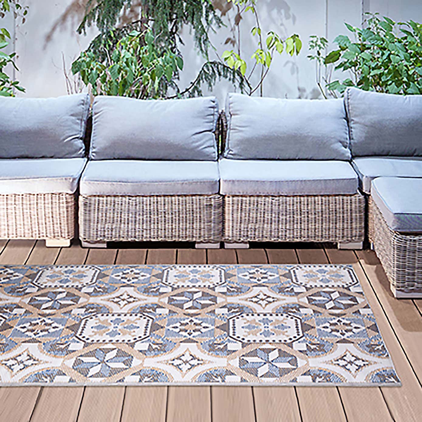 Fallen Fruits Portuguese Tiles Outdoor Rug