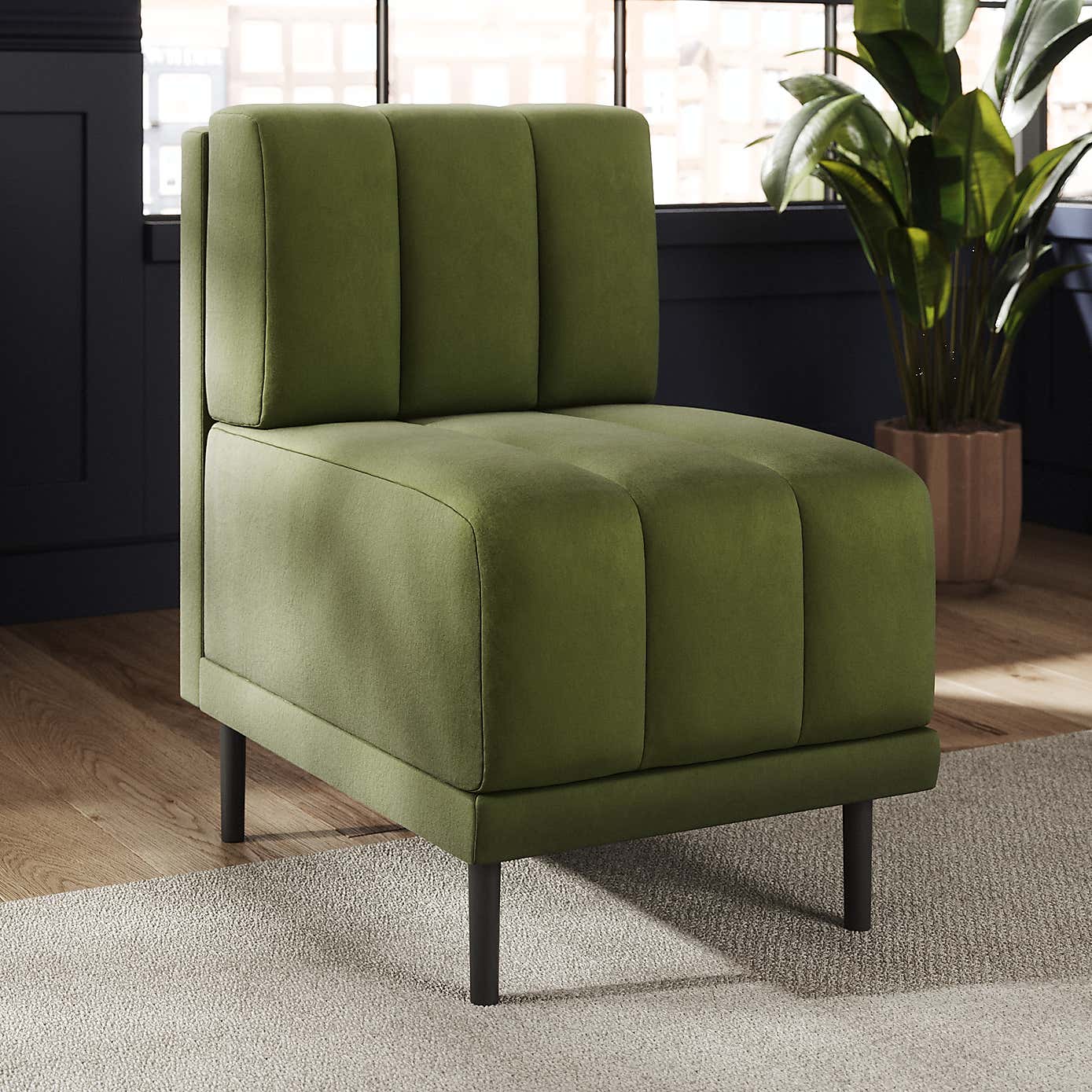 Amali Small Dining Bench, Matte Plush Velvet