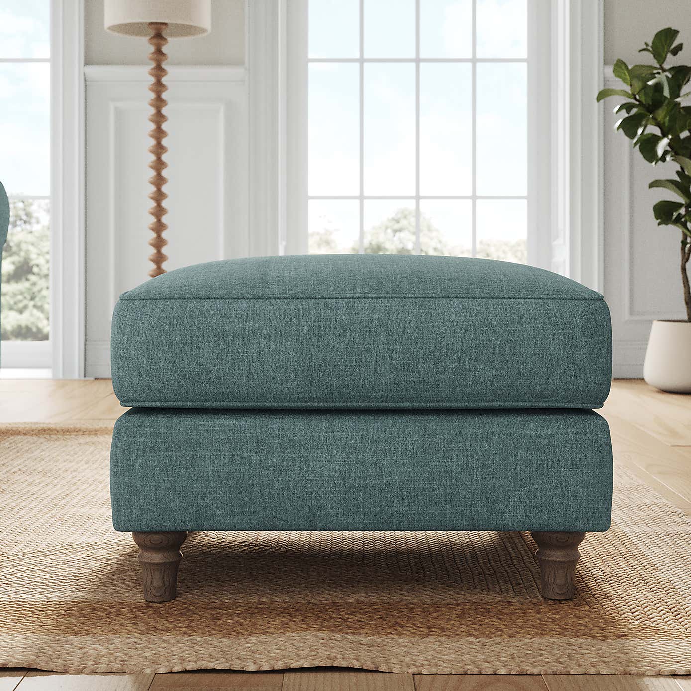 Flori Footstool, Tonal Plush Chenille