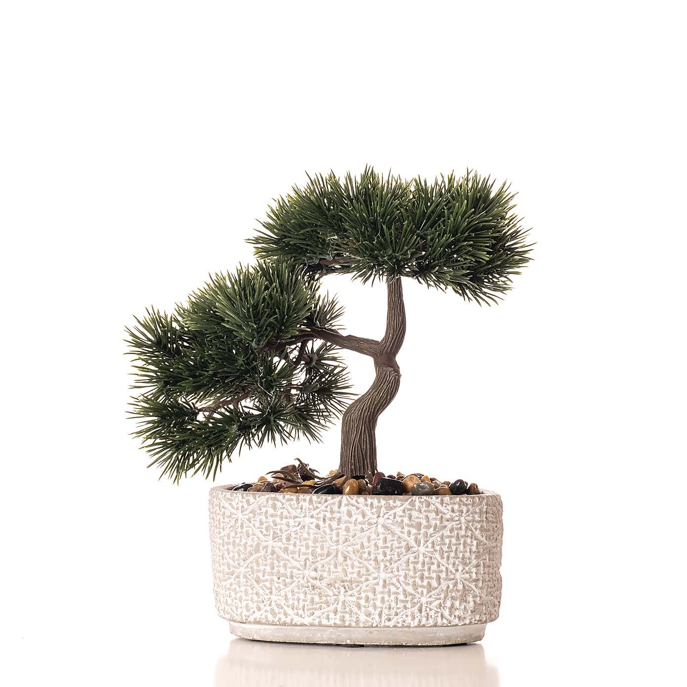 Artificial Bonsai Tree in Textured Cement Plant Pot