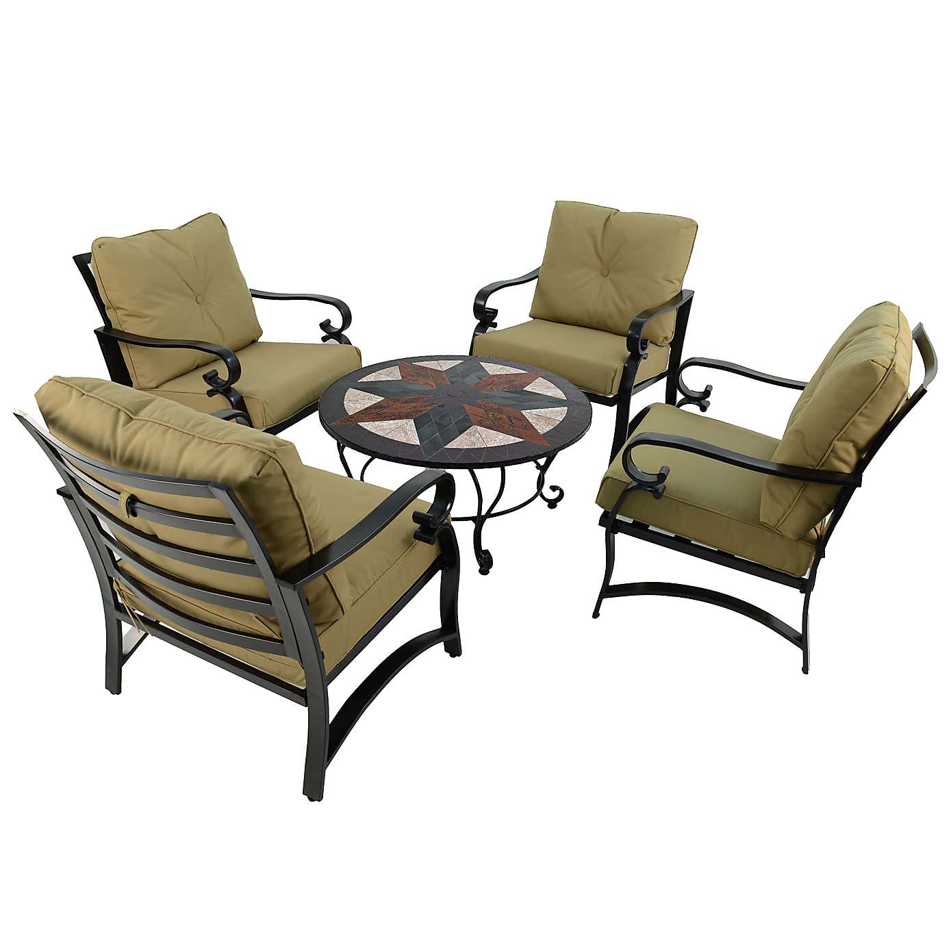 Exclusive Garden Memphis Round Coffee Table with 4 Westfield Lounge Chairs