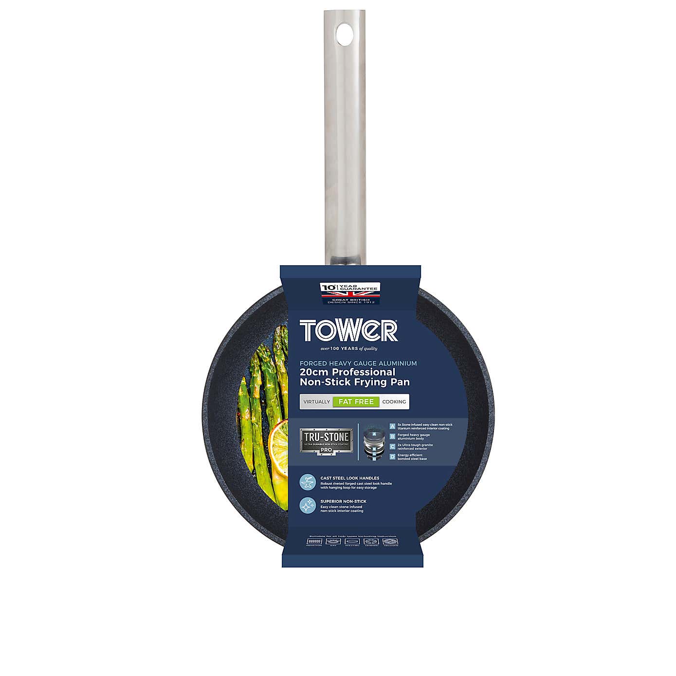 TruStone Non-Stick Aluminium Violet Black Frying Pan, 20cm