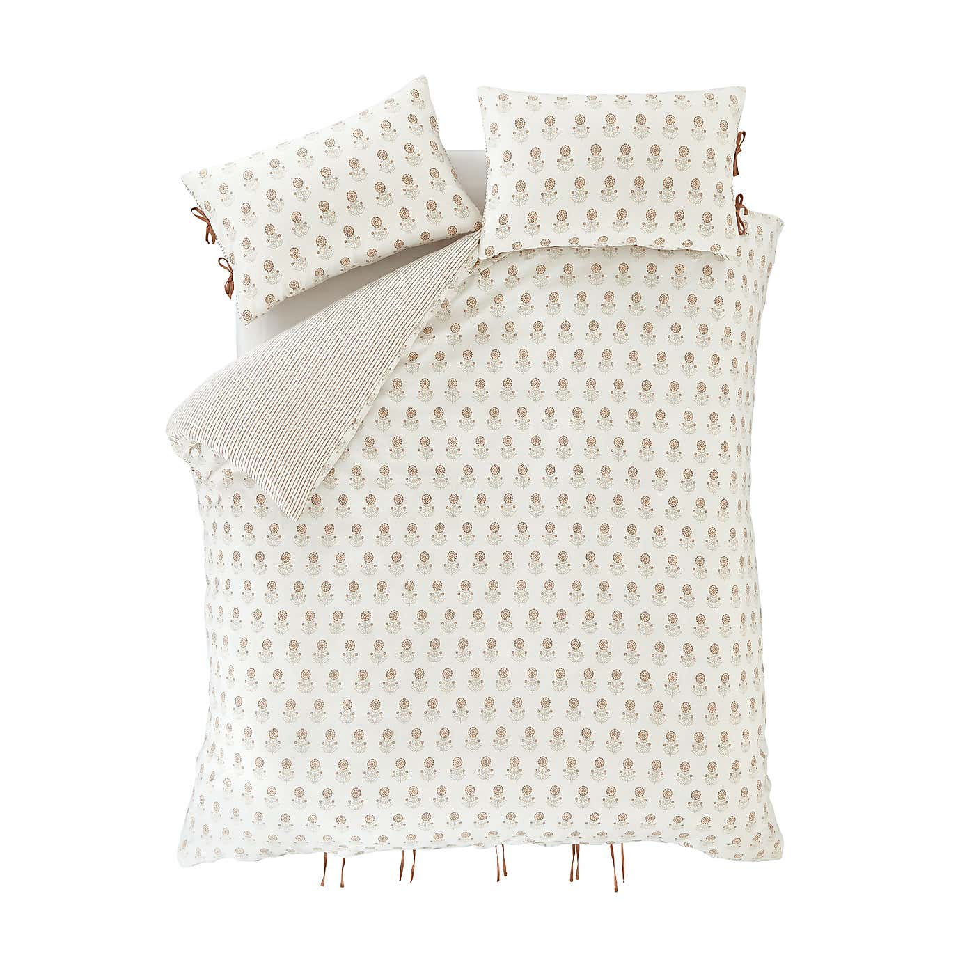 Pineapple Elephant Woodblock Floral Reversible Duvet Cover & Pillowcase Set