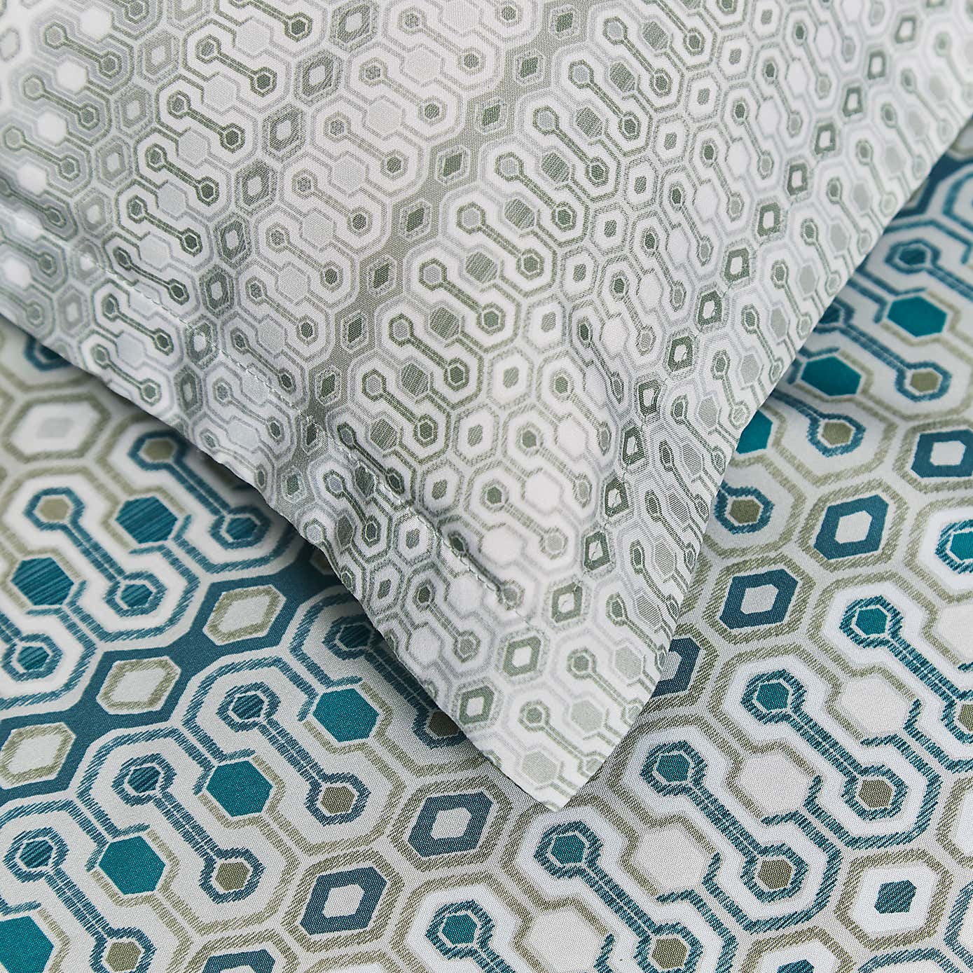 Wisley Retro Geo Sage Oxford Pillowcase
