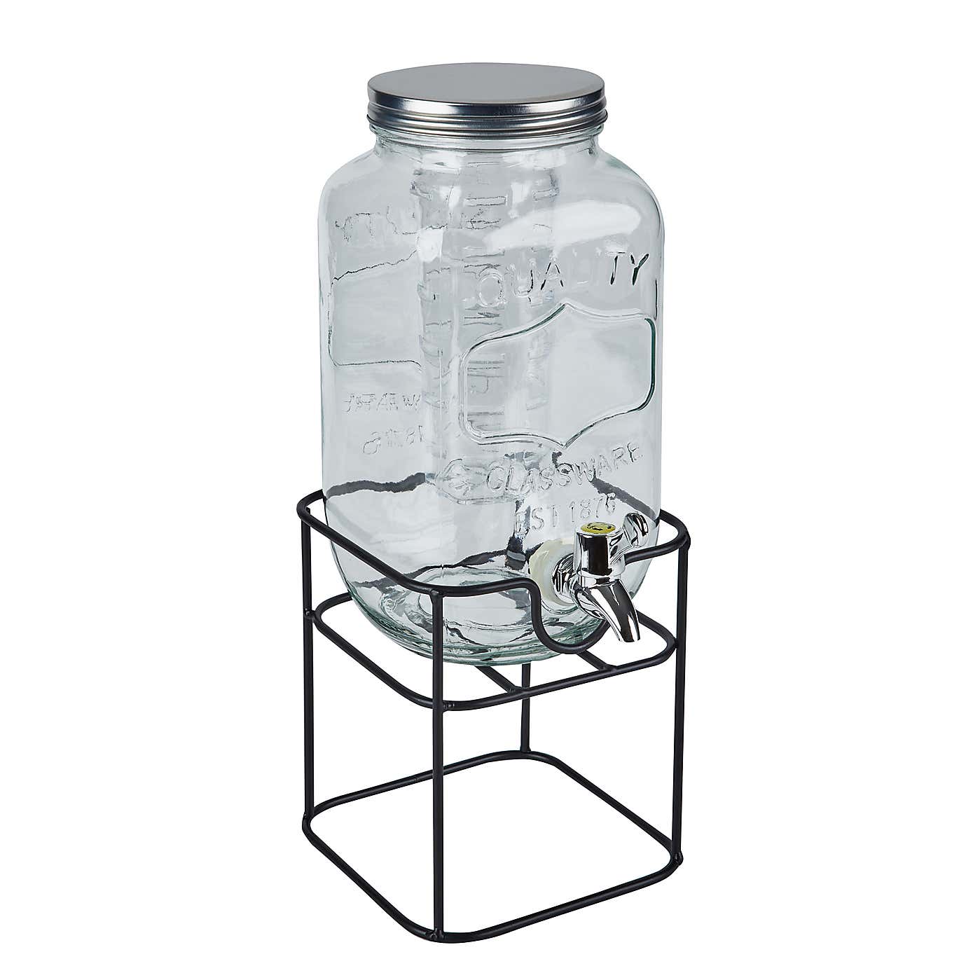 Dunelm Better 3.3L Glass Drinks Dispenser with Infuser and Stand