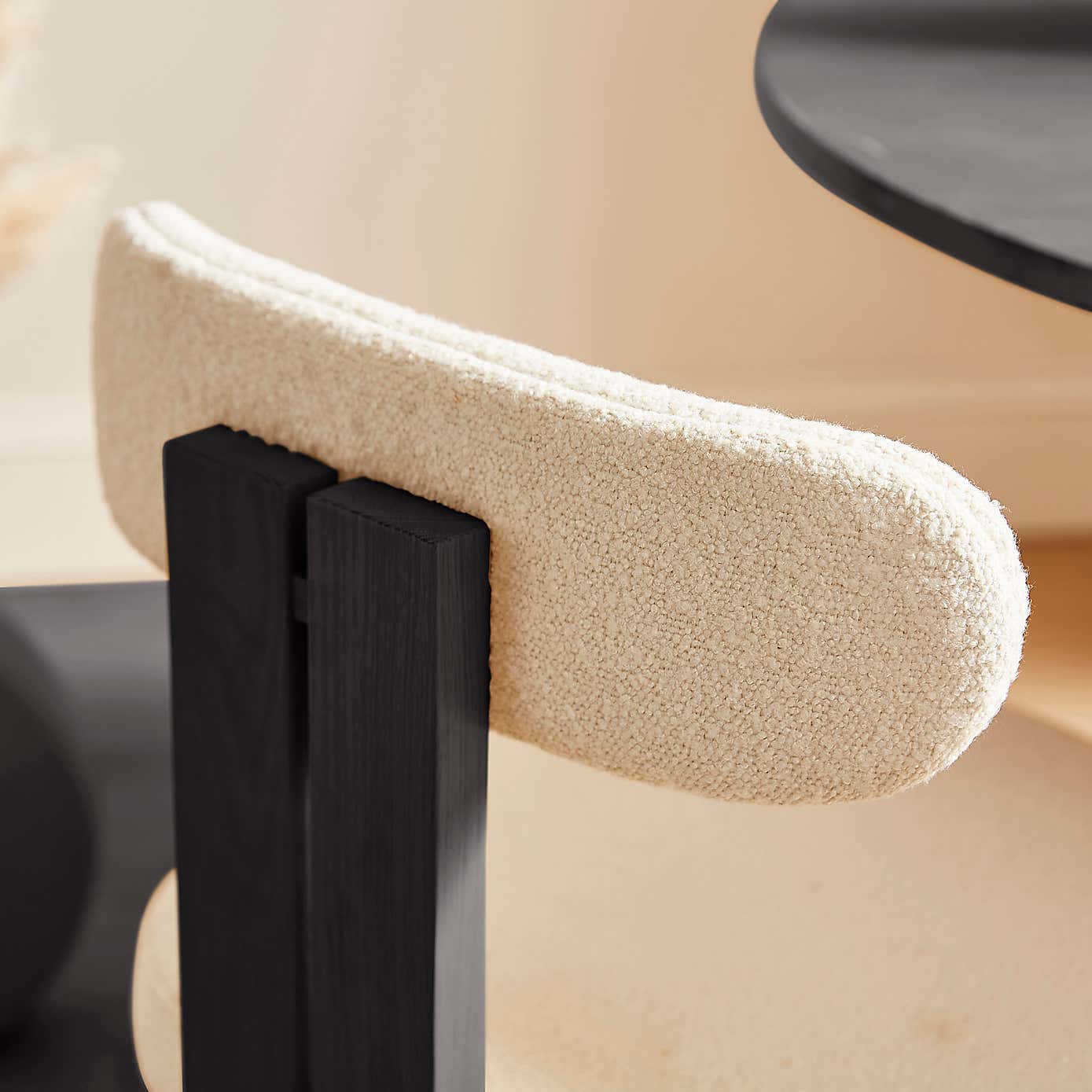 Lovato Dining Chair Stained Oak, Ivory Boucle