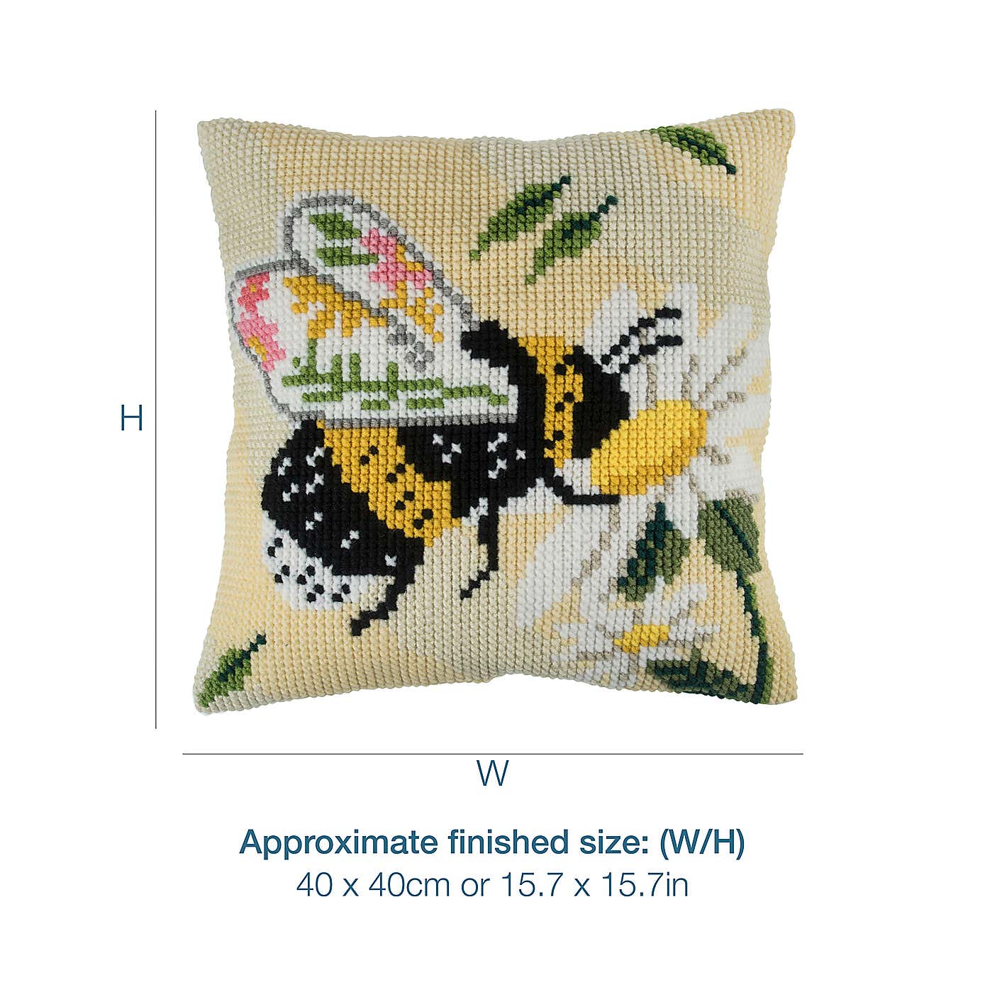 Cross Stitch Kit Cushion Floral Bee