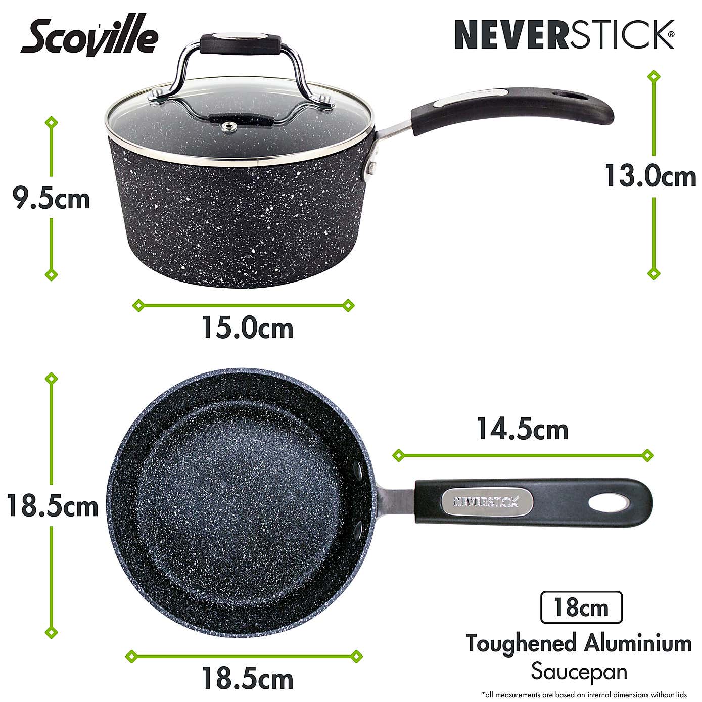 Scoville Neverstick Non-stick Aluminium Saucepan, 18cm