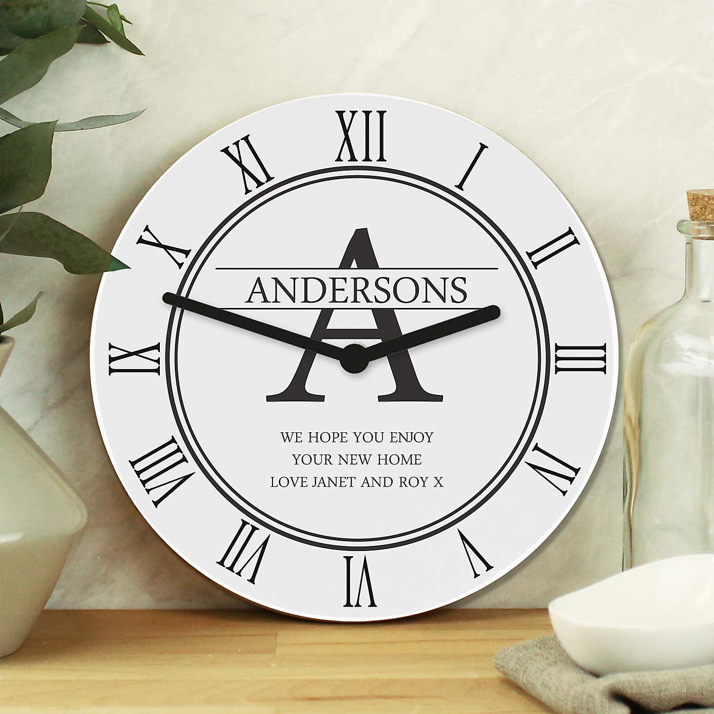 Personalised Family Name and Initial Wooden Clock