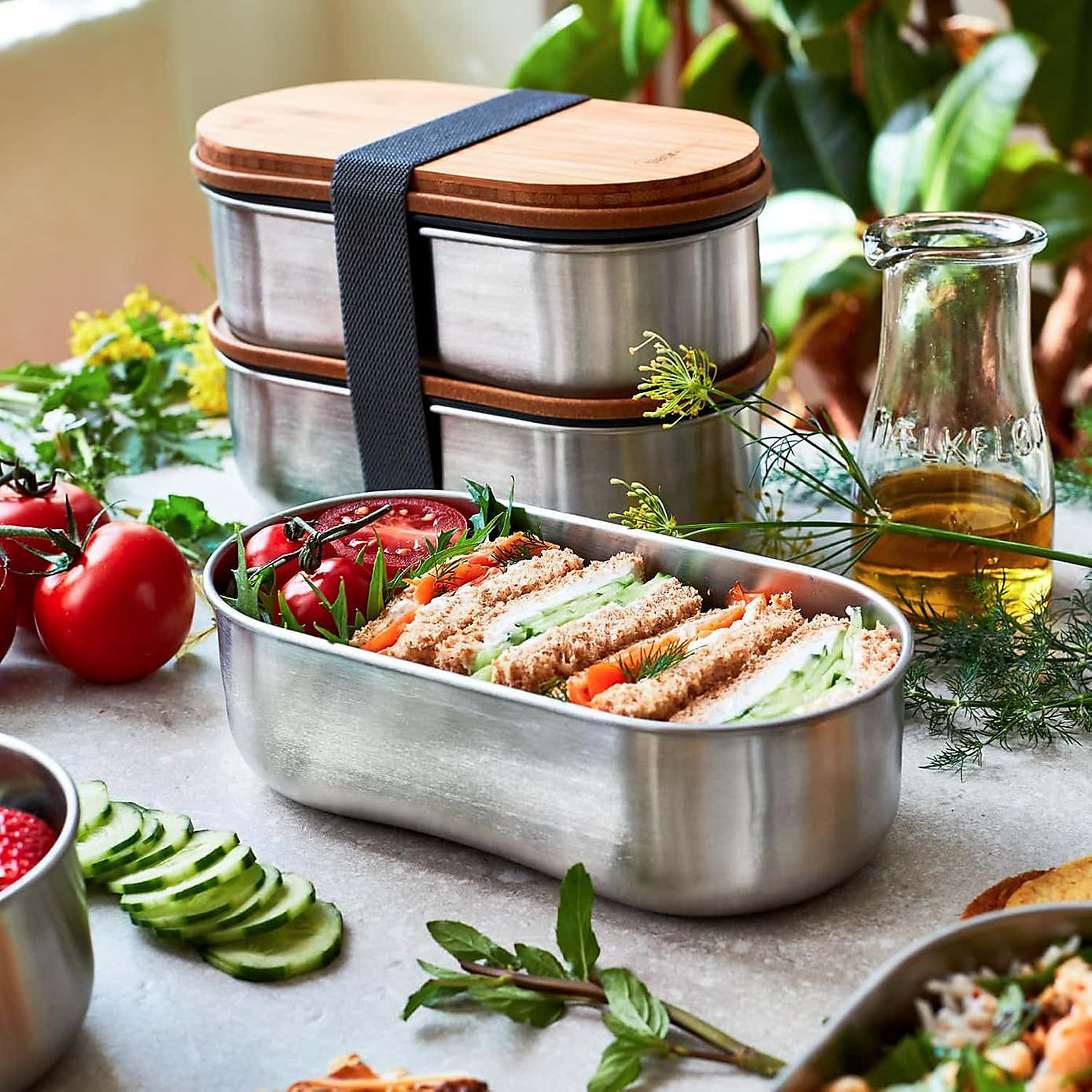 Black and Blum Stainless Steel Bento Boxes Grey