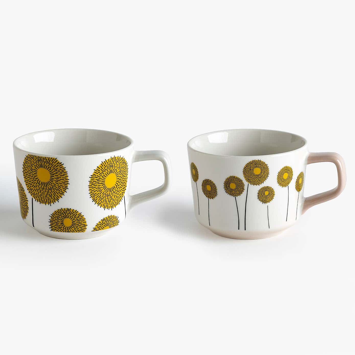 Set of 2 MissPrint Pink and Grey Meadow Mugs