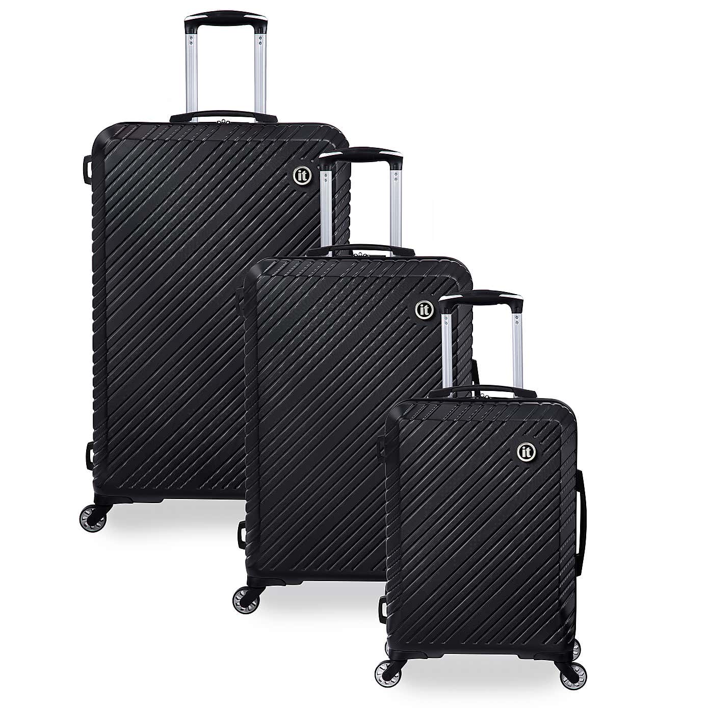 IT Luggage Set of 3 Recline Hard Shell Suitcases