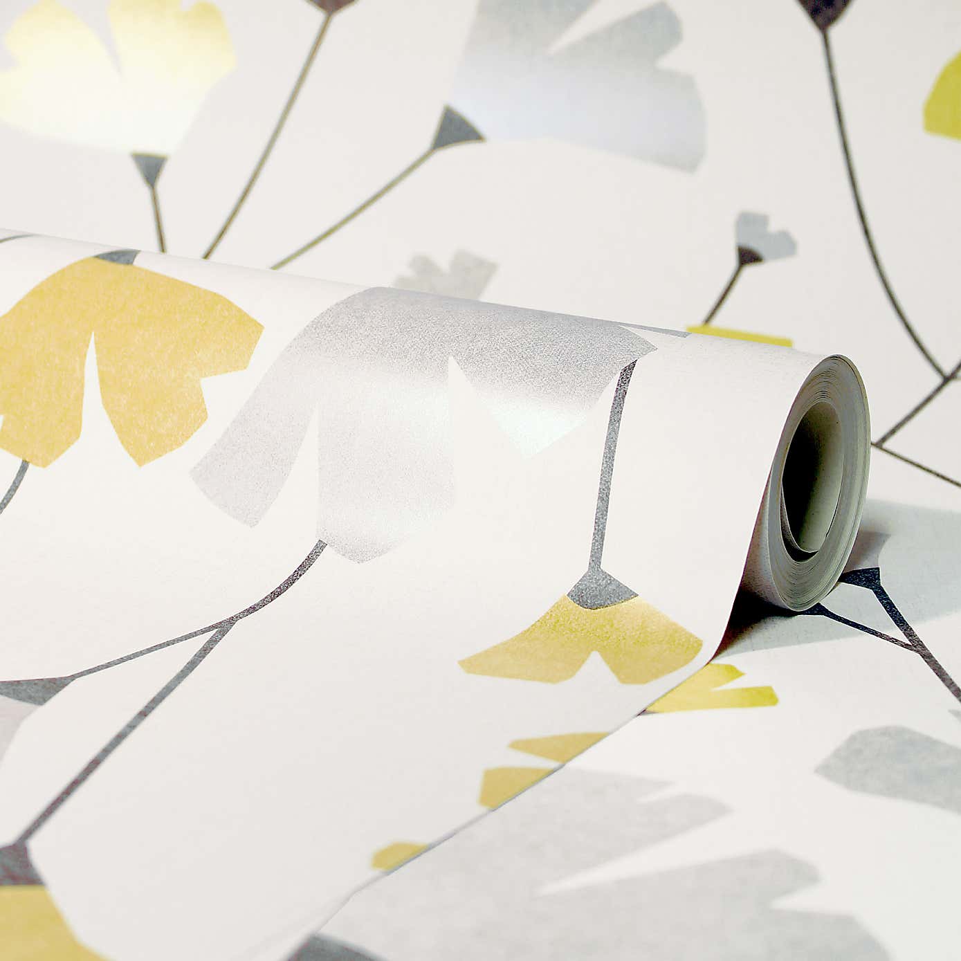 Scandi Floral Mustard Wallpaper
