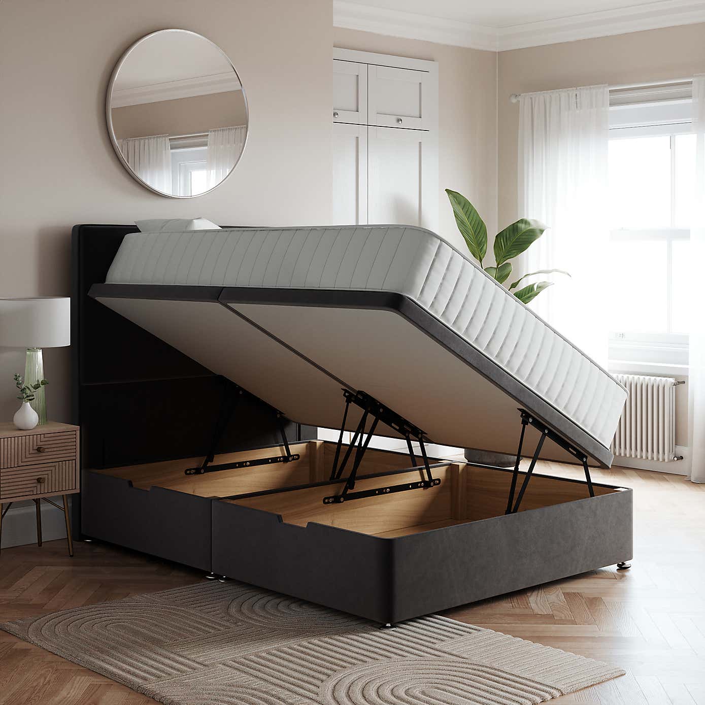 Side Velvet Ottoman Base