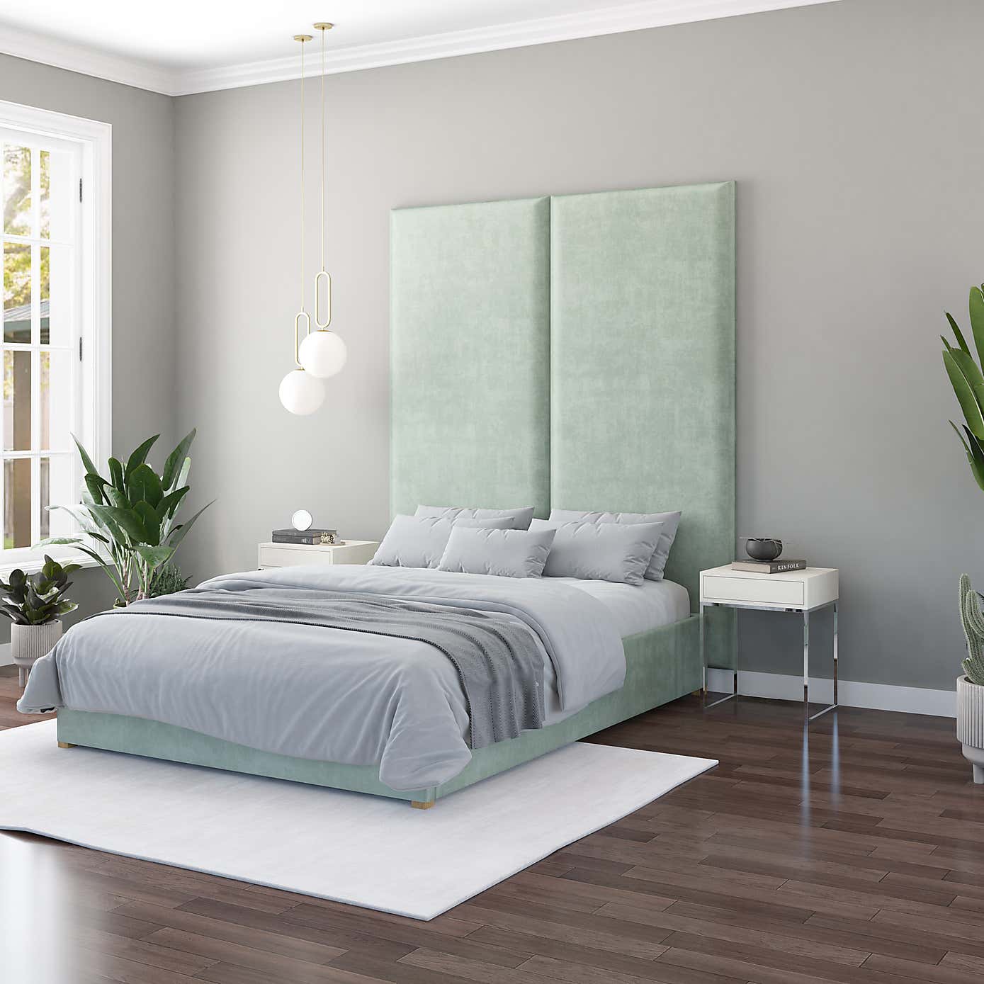 Hanging Wall Panel Dual Mount Plush Velvet Headboard