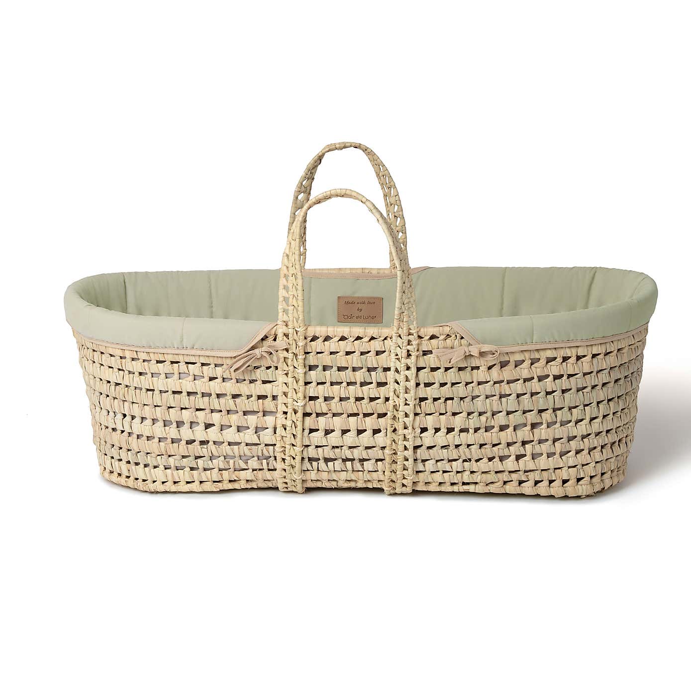 Clair de Lune Organic Palm Moses Basket With Natural Rocking Stand