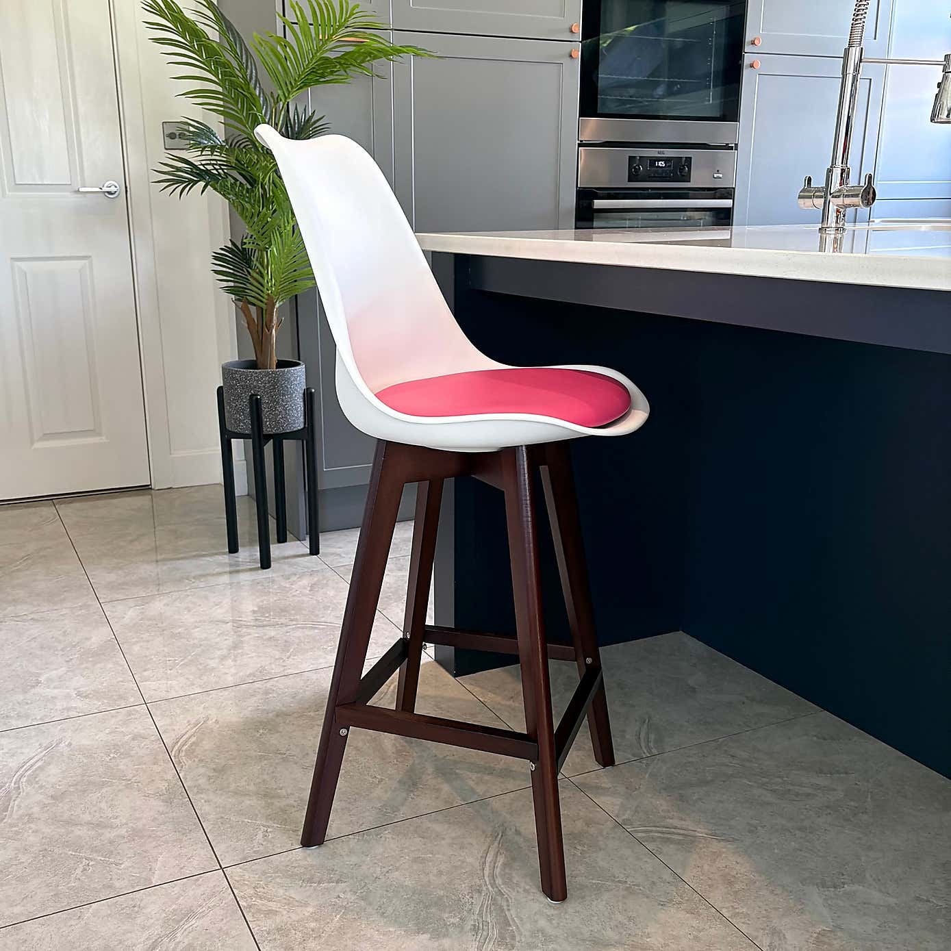 Fusion Living Soho White Plastic Bar Stool