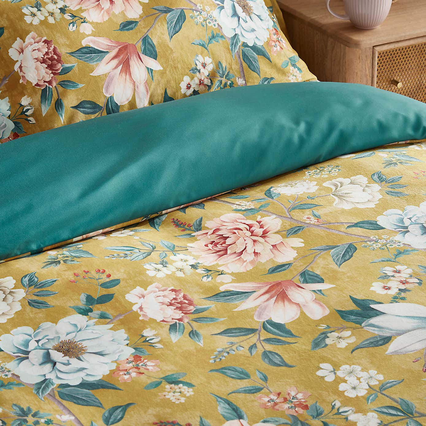 Ula Blooms Ochre Duvet Cover and Pillowcase Set