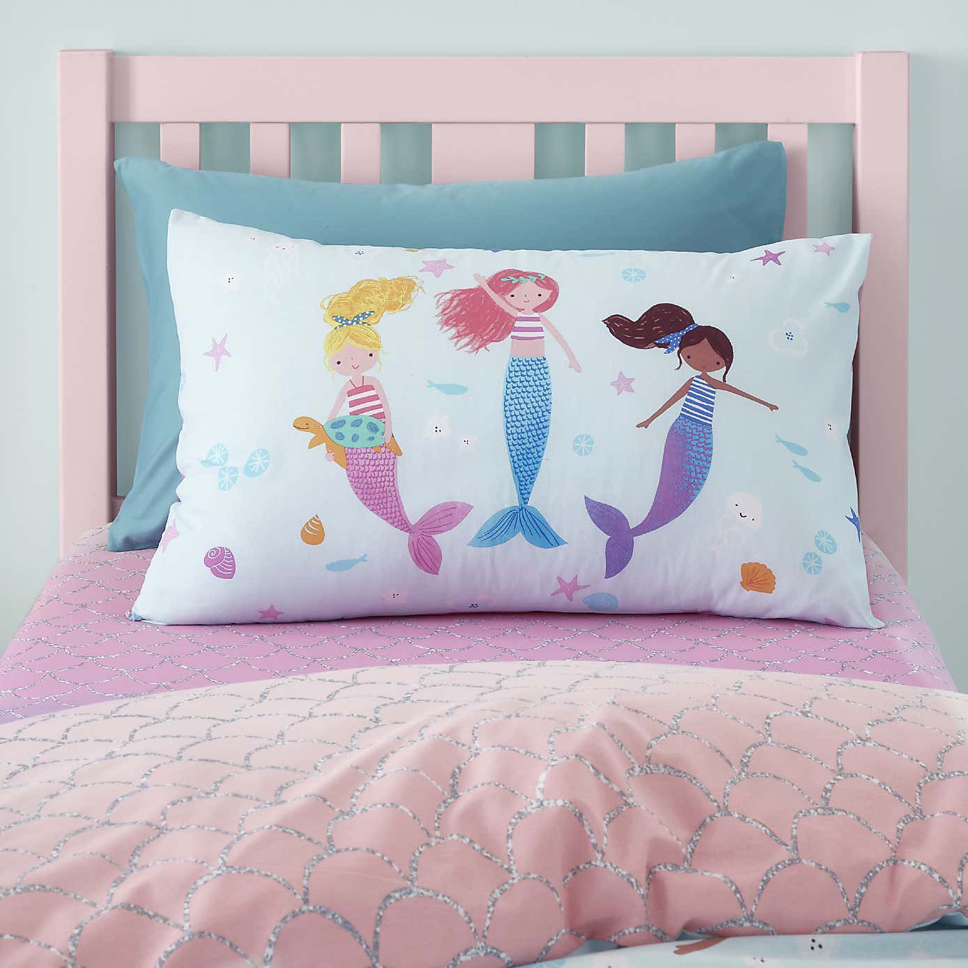 Catherine Lansfield Mermaid Reversible Single Duvet Cover & Pillowcase Set