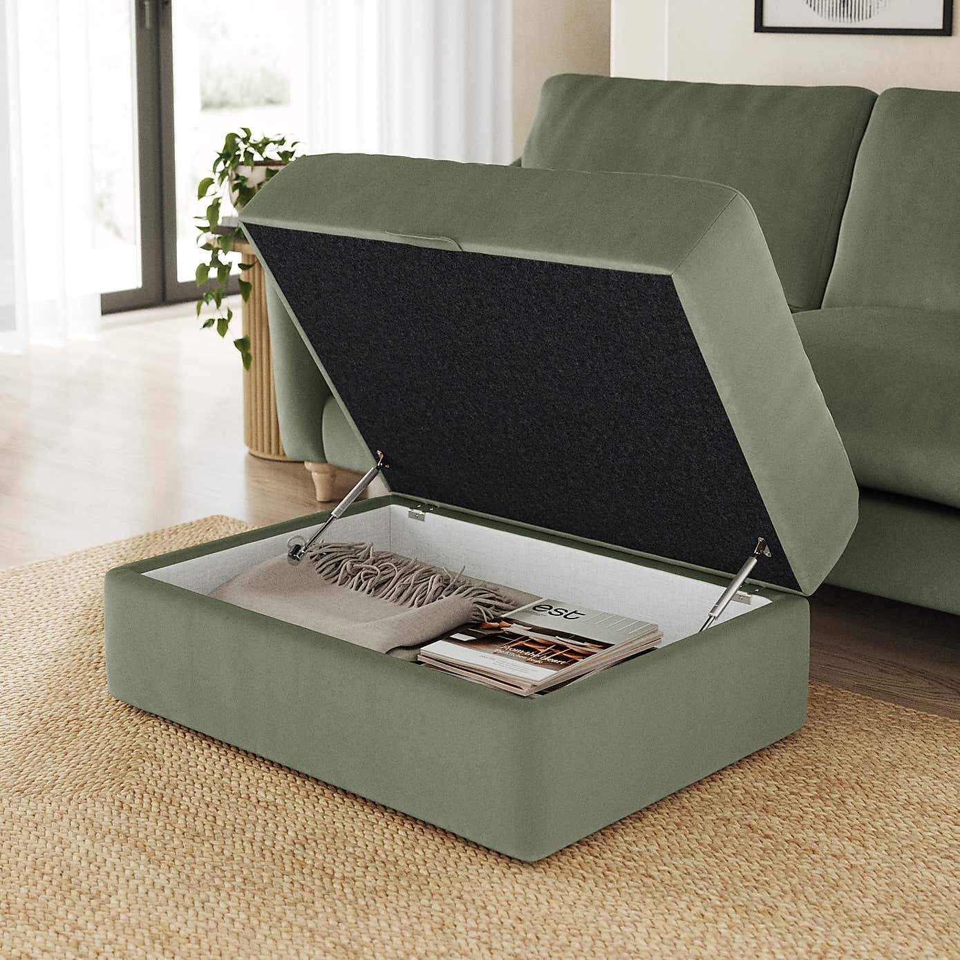 Hattie Matte Plush Velvet Storage Footstool