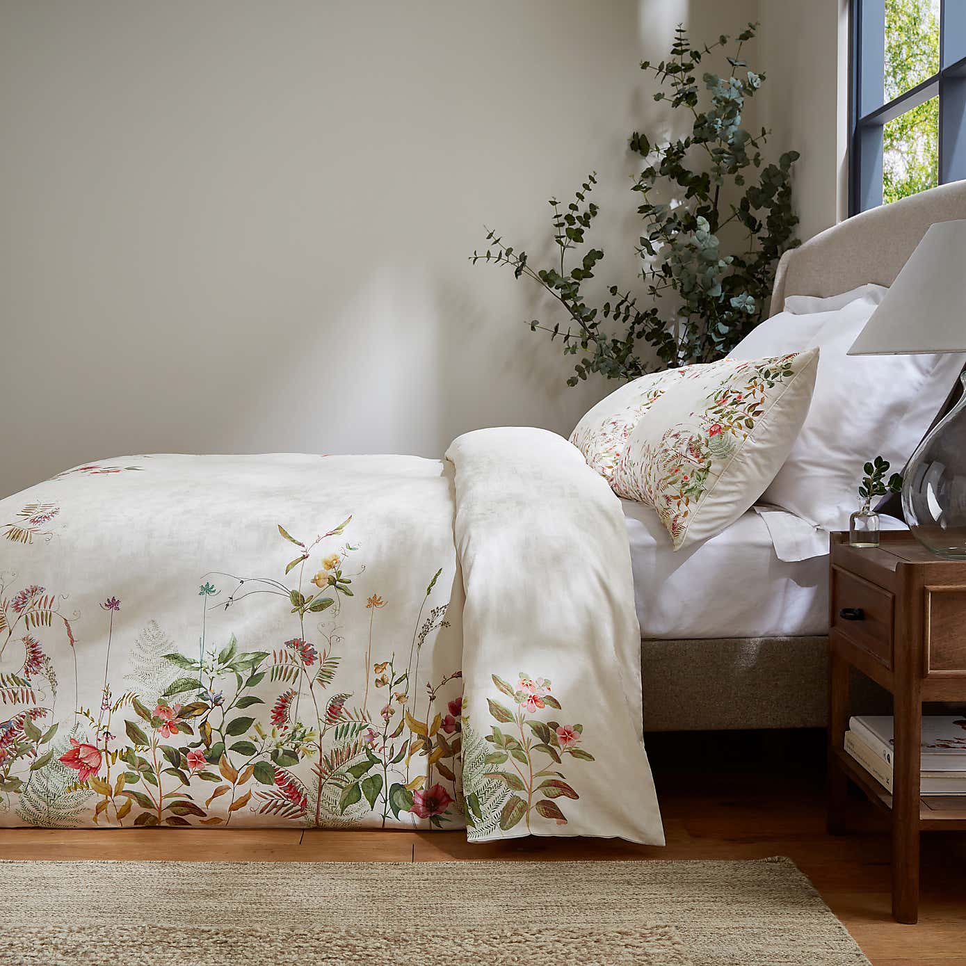 Dorma Rambling Rose Cream Cotton Duvet Cover and Pillowcase Set