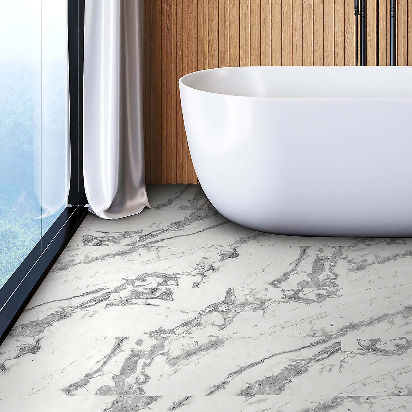 Piazza Marble Self Adhesive Oversized Floor Tiles