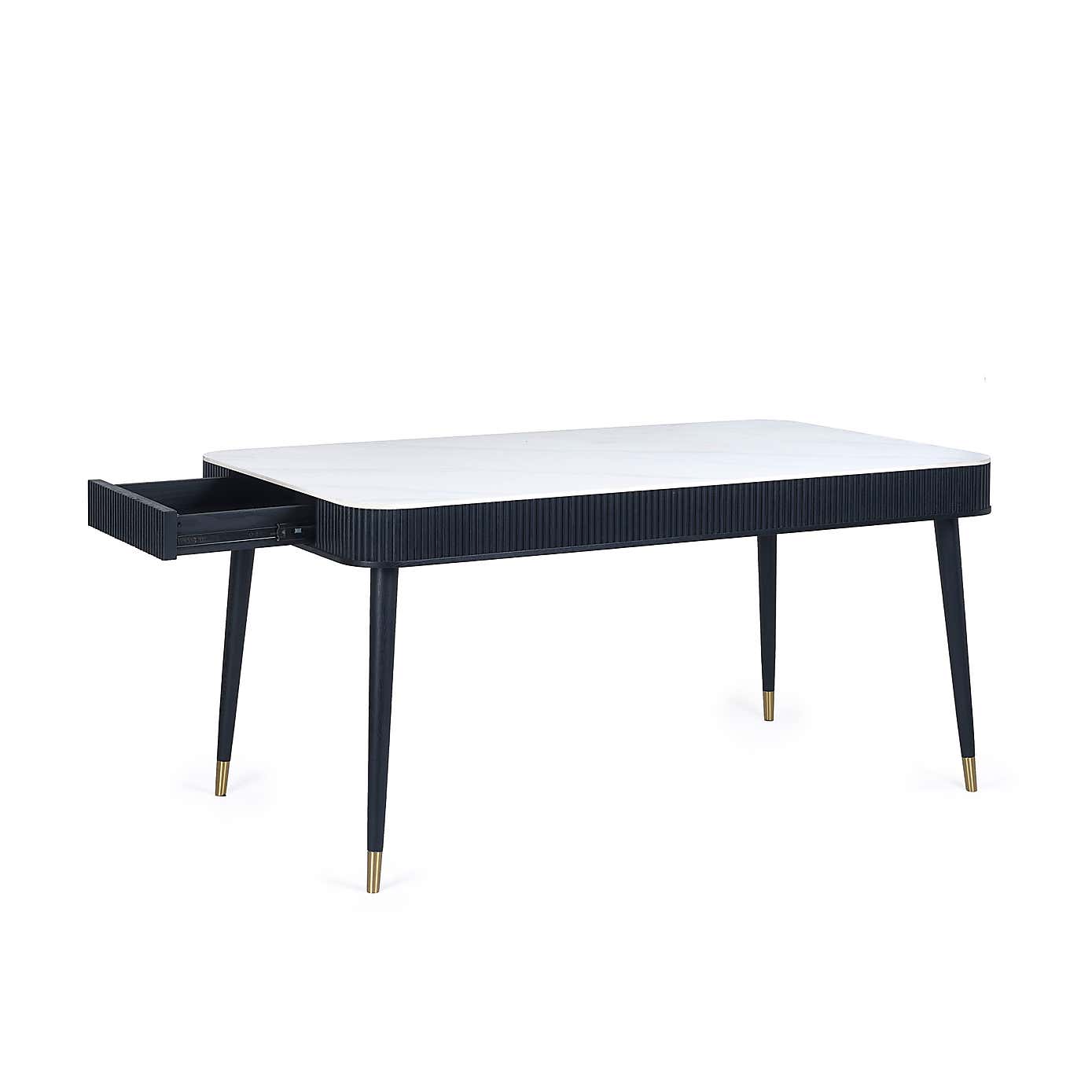 Louis Black Fluted Stone Dining Table