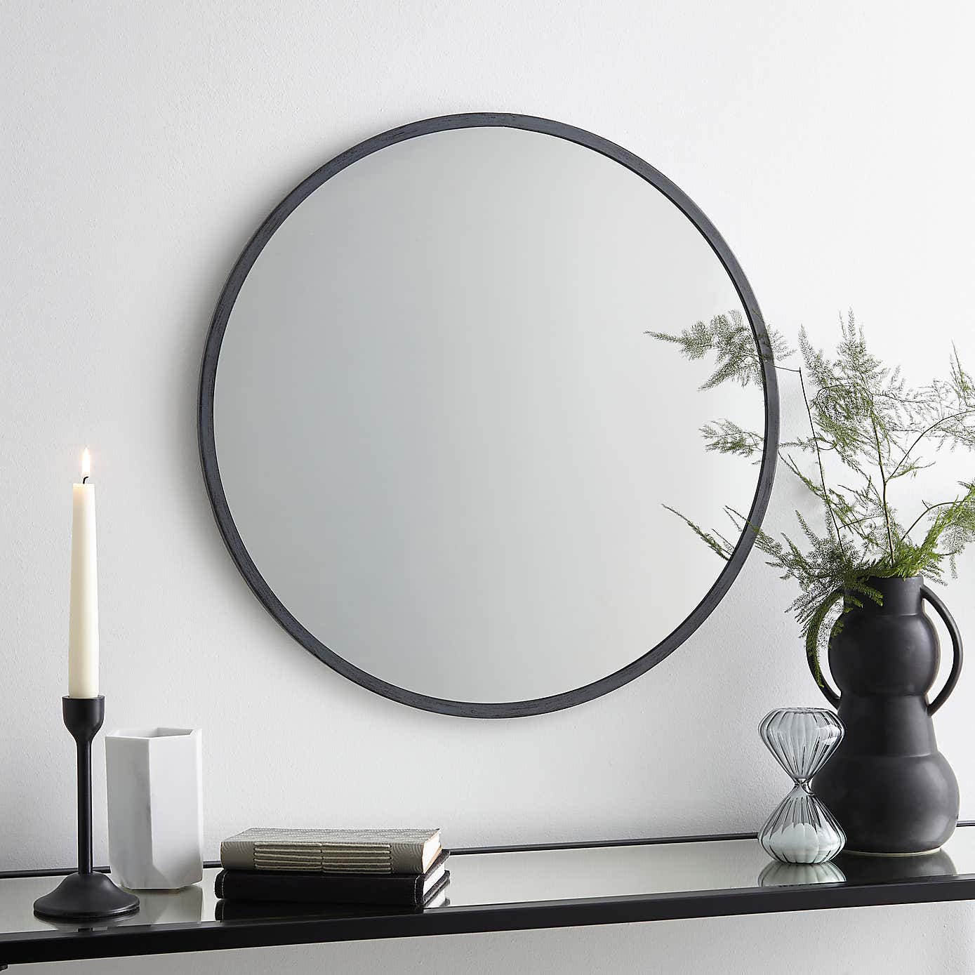 Brushed Metal Effect 50cm Round Wall Mirror