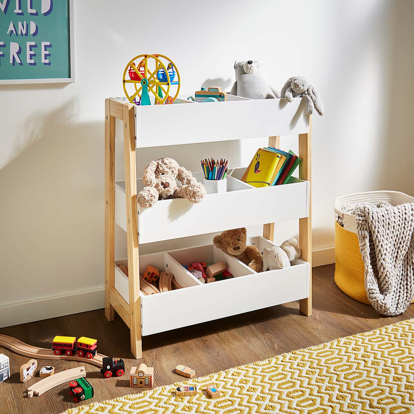 Kids Wooden Toy Storage Organiser