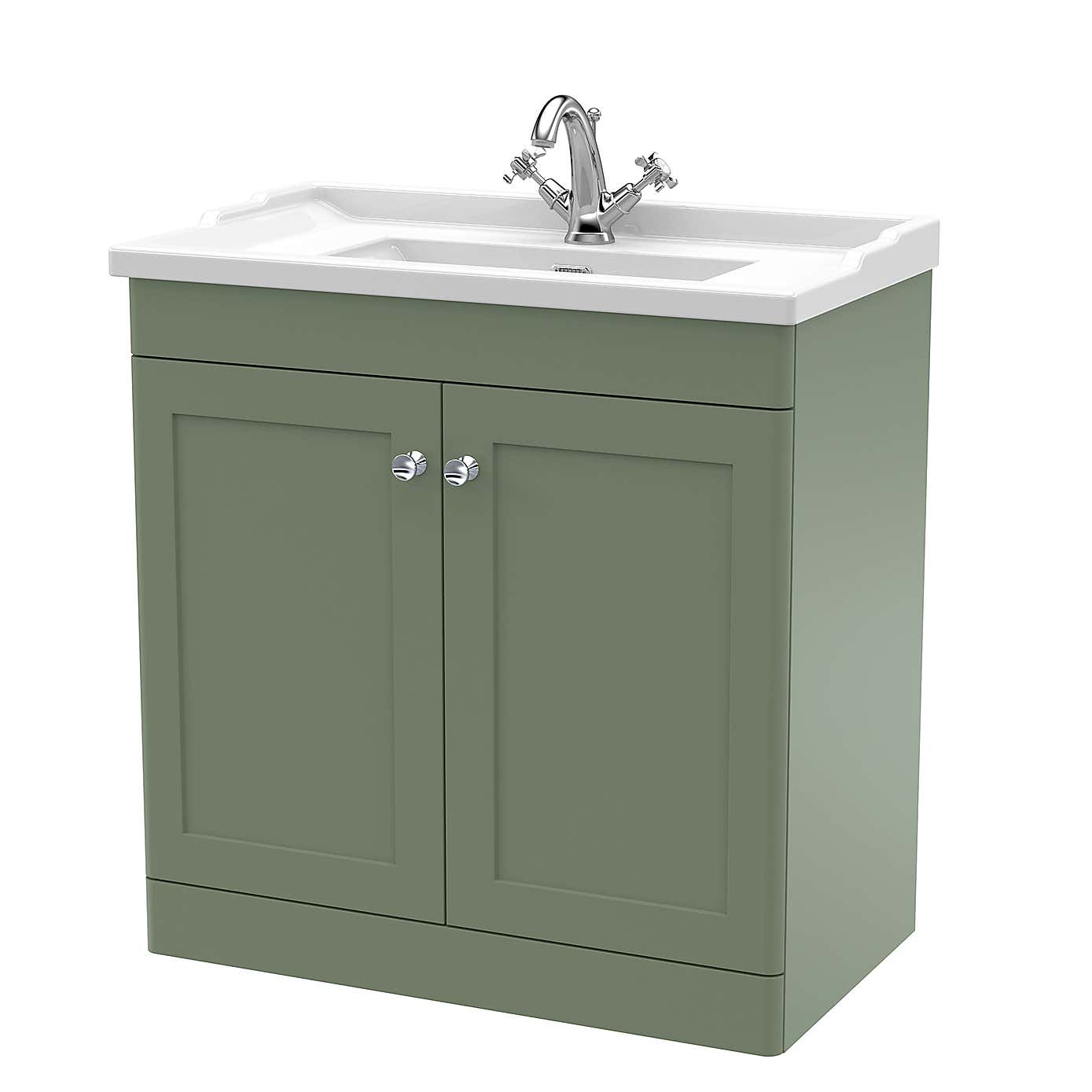 Classique Floor Standing 2 Door Vanity Unit with Ceramic Basin