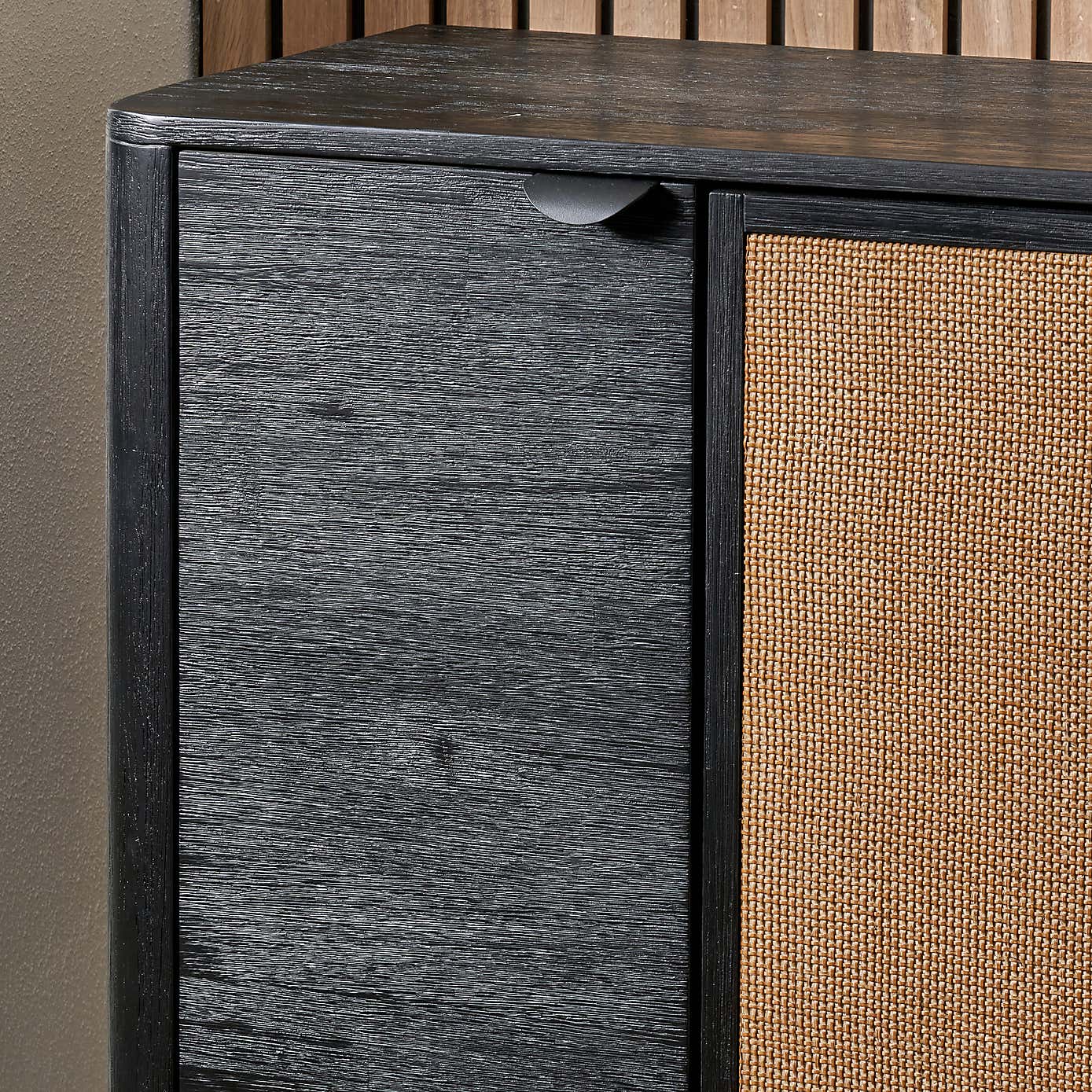 Fiji 4 Door Sideboard, Acacia Wood and Rattan