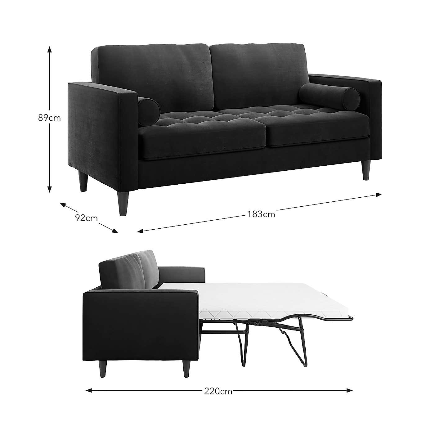 Zoe Velvet 3 Seater Double Sofa Bed