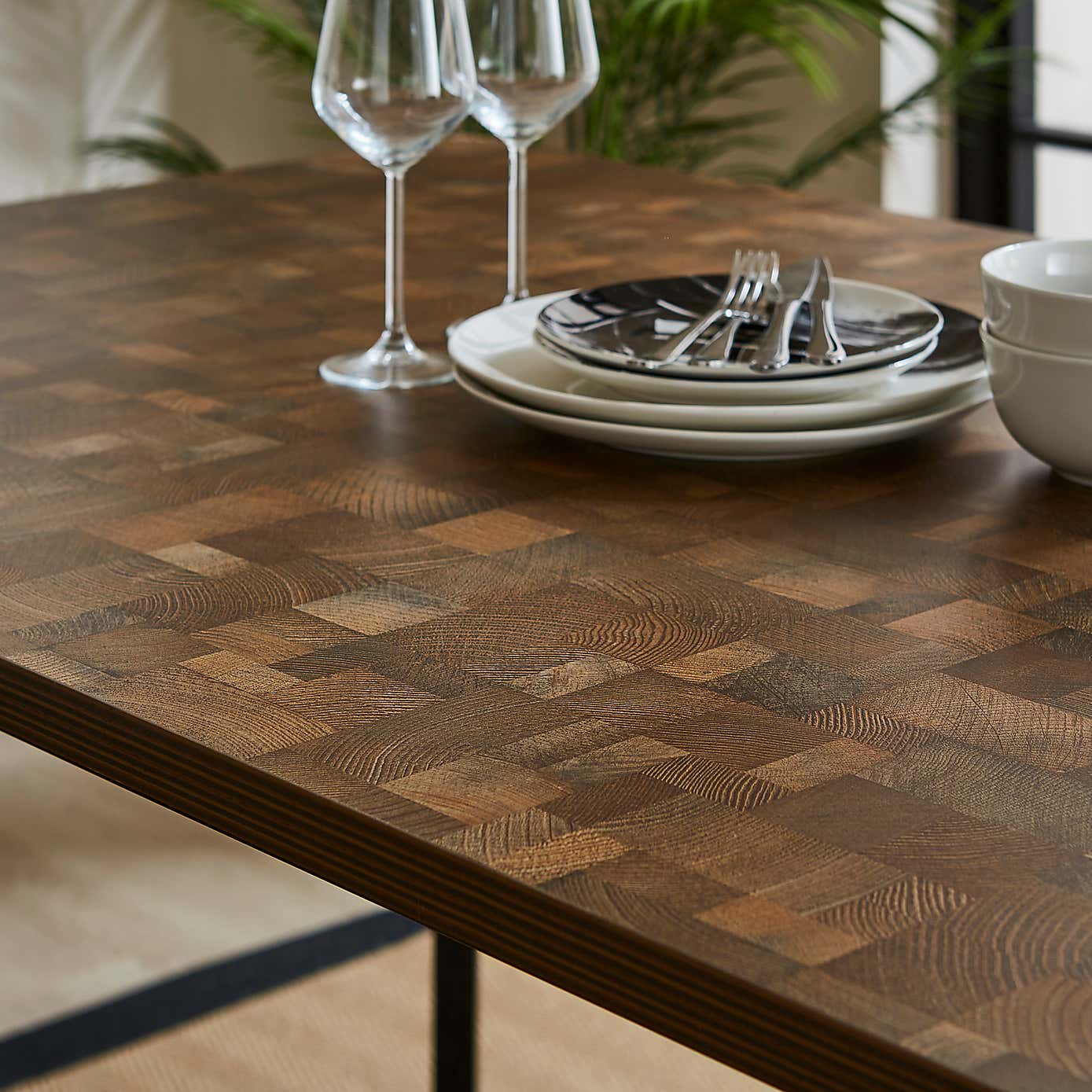 Brayden 6 Seater Rectangular Dining Table, Parquet Effect