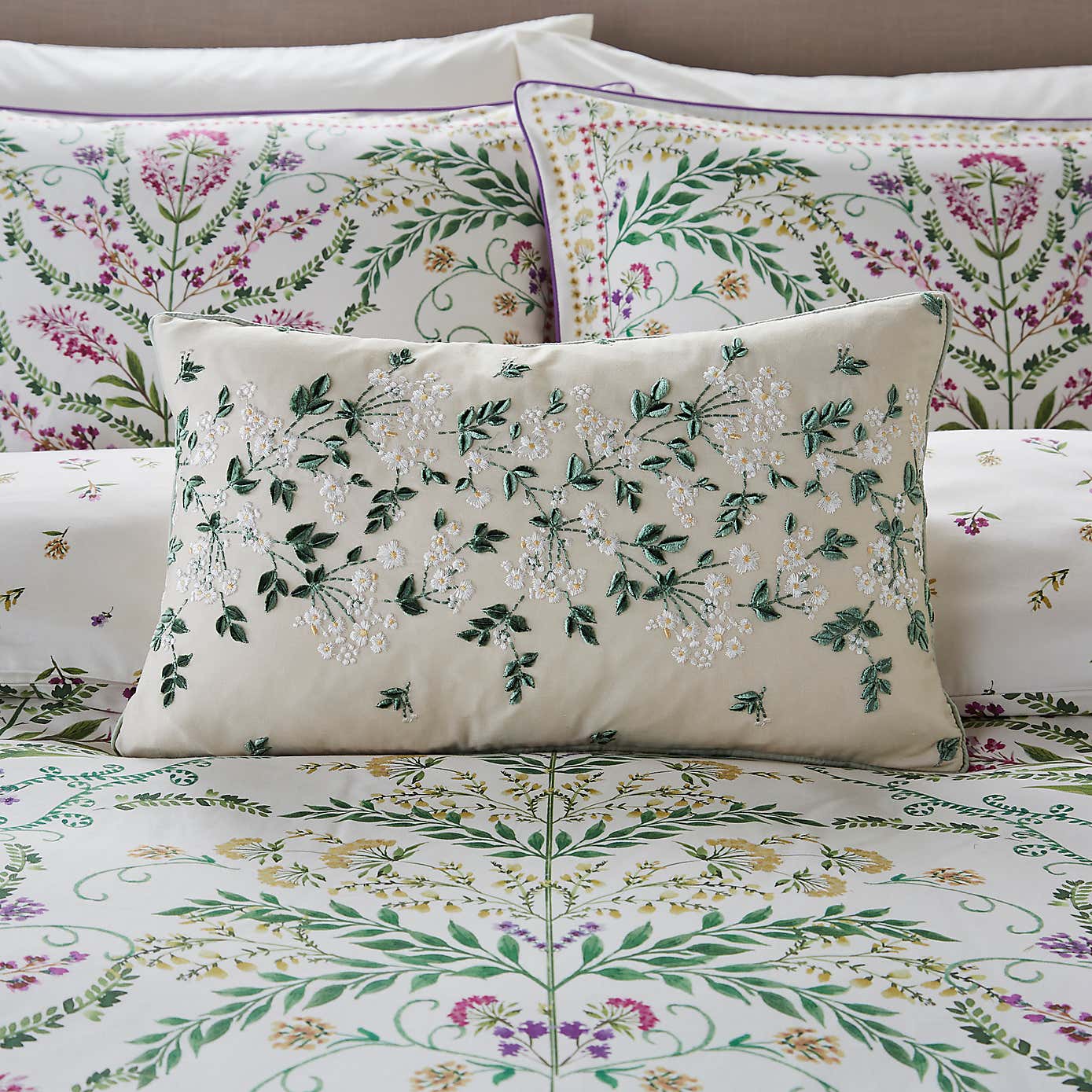 Dorma Botanical Embroidered Rectangle Cushion