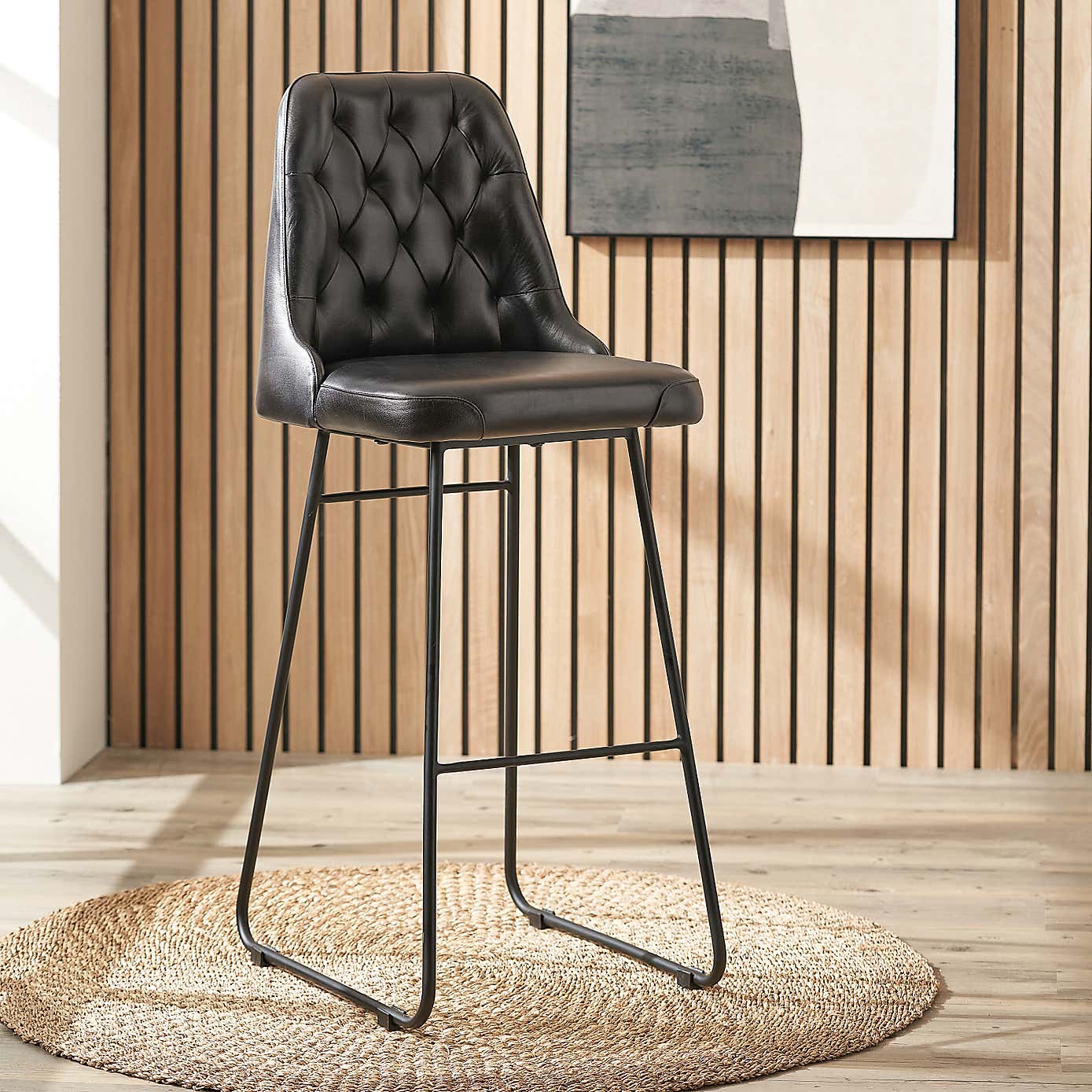 Camillo Diamond Back Bar Stool, Leather