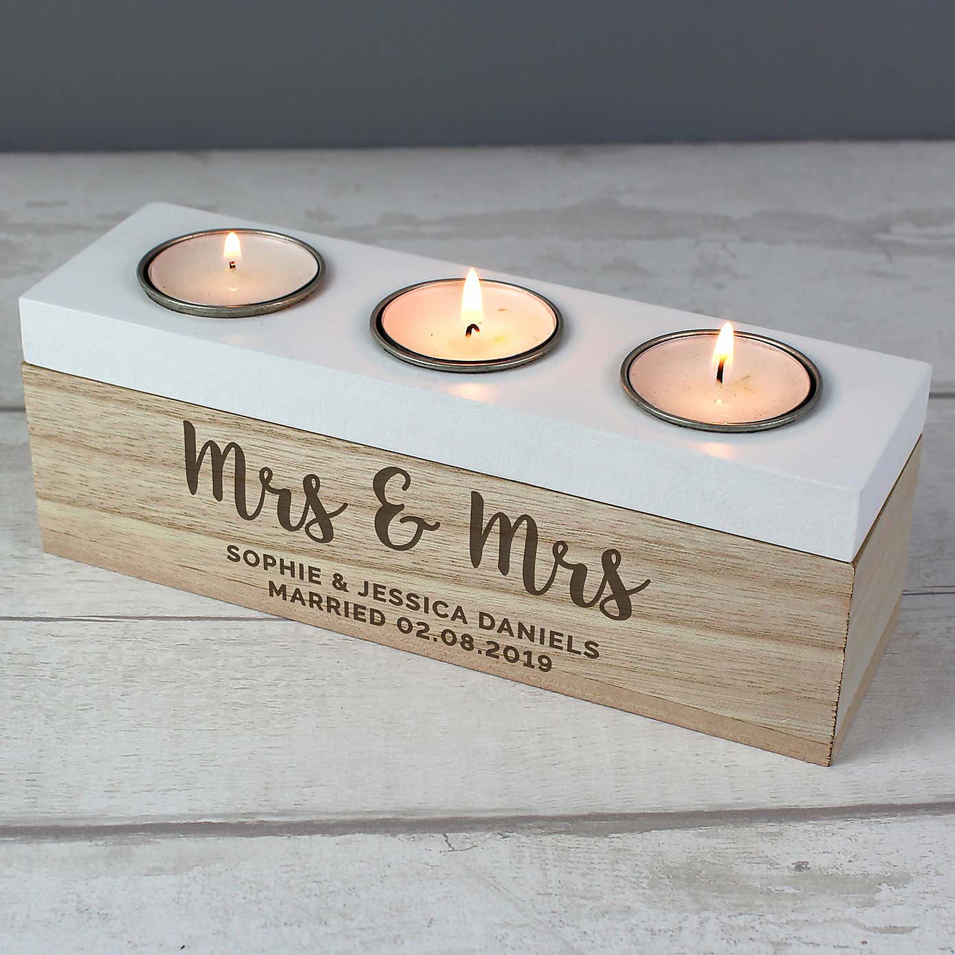Personalised Free Text Triple Tealight Holder