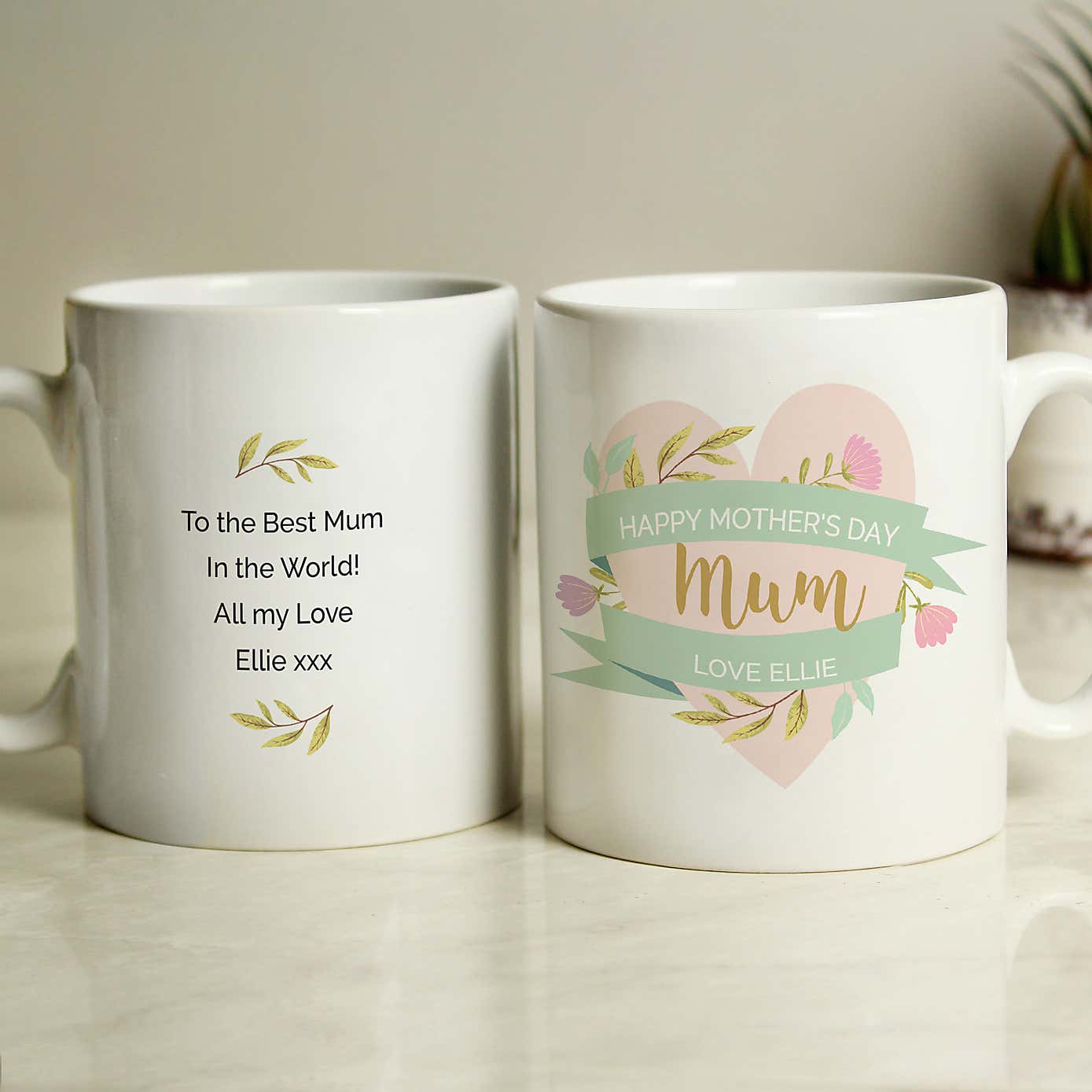 Personalised Floral Heart Mug