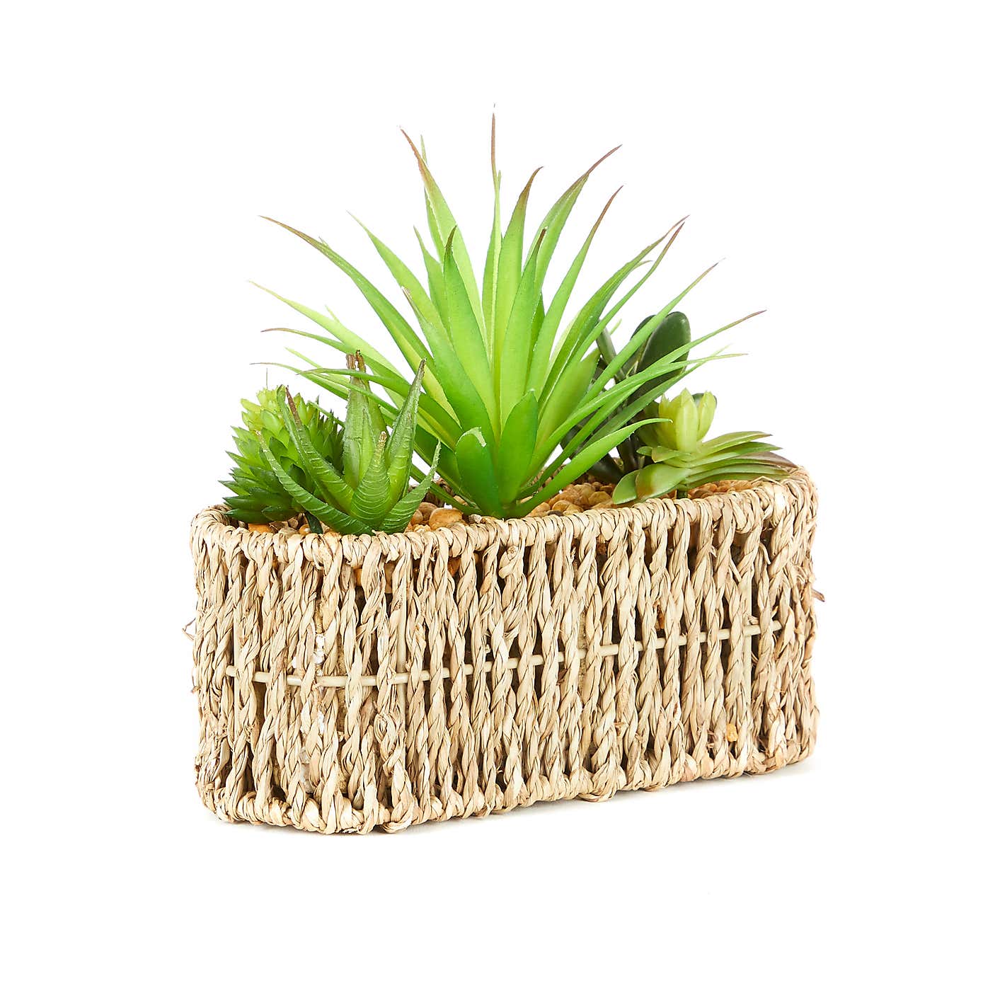 Artificial Succulents in Woven Plant Pot